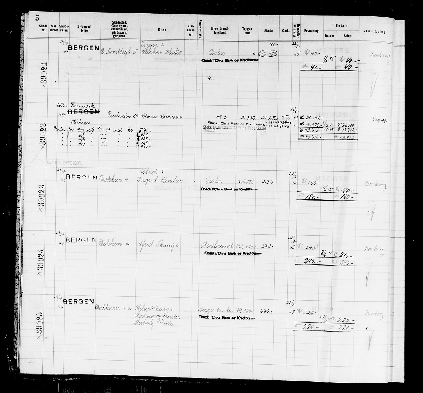 Krigsskadetrygdene for bygninger og løsøre, AV/RA-S-1548/V/L0037: Bygning, branntrygdet., 1940-1945, p. 5