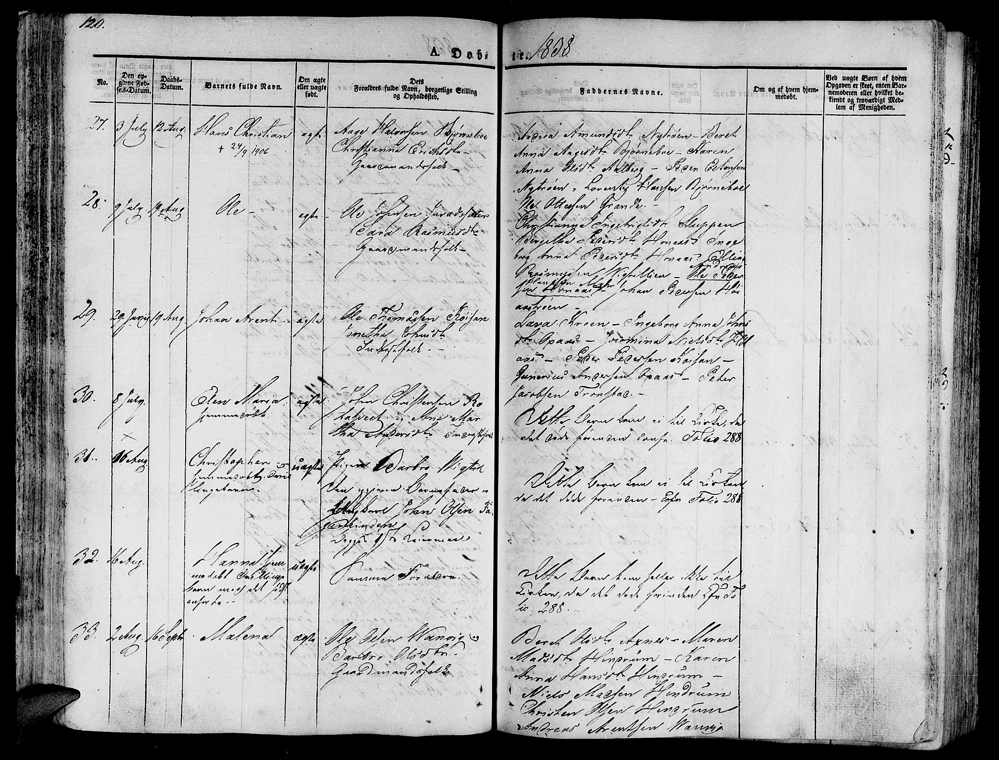Ministerialprotokoller, klokkerbøker og fødselsregistre - Nord-Trøndelag, SAT/A-1458/701/L0006: Parish register (official) no. 701A06, 1825-1841, p. 120