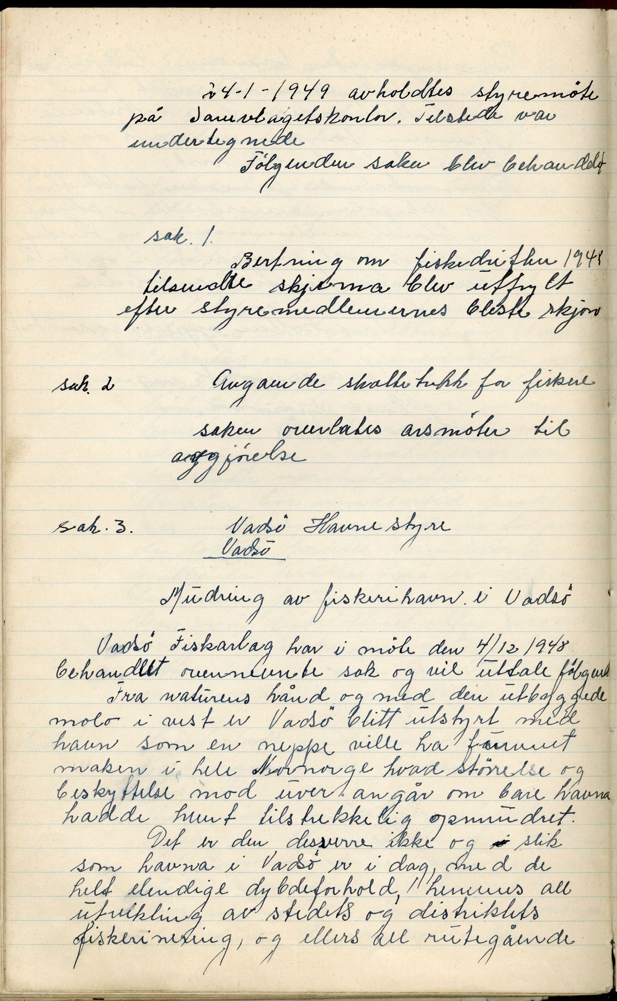 Vadsø Fiskarlag, FMFB/A-1016/A/L0001: Protokoll for styremøtene, 1926-1952, p. 193