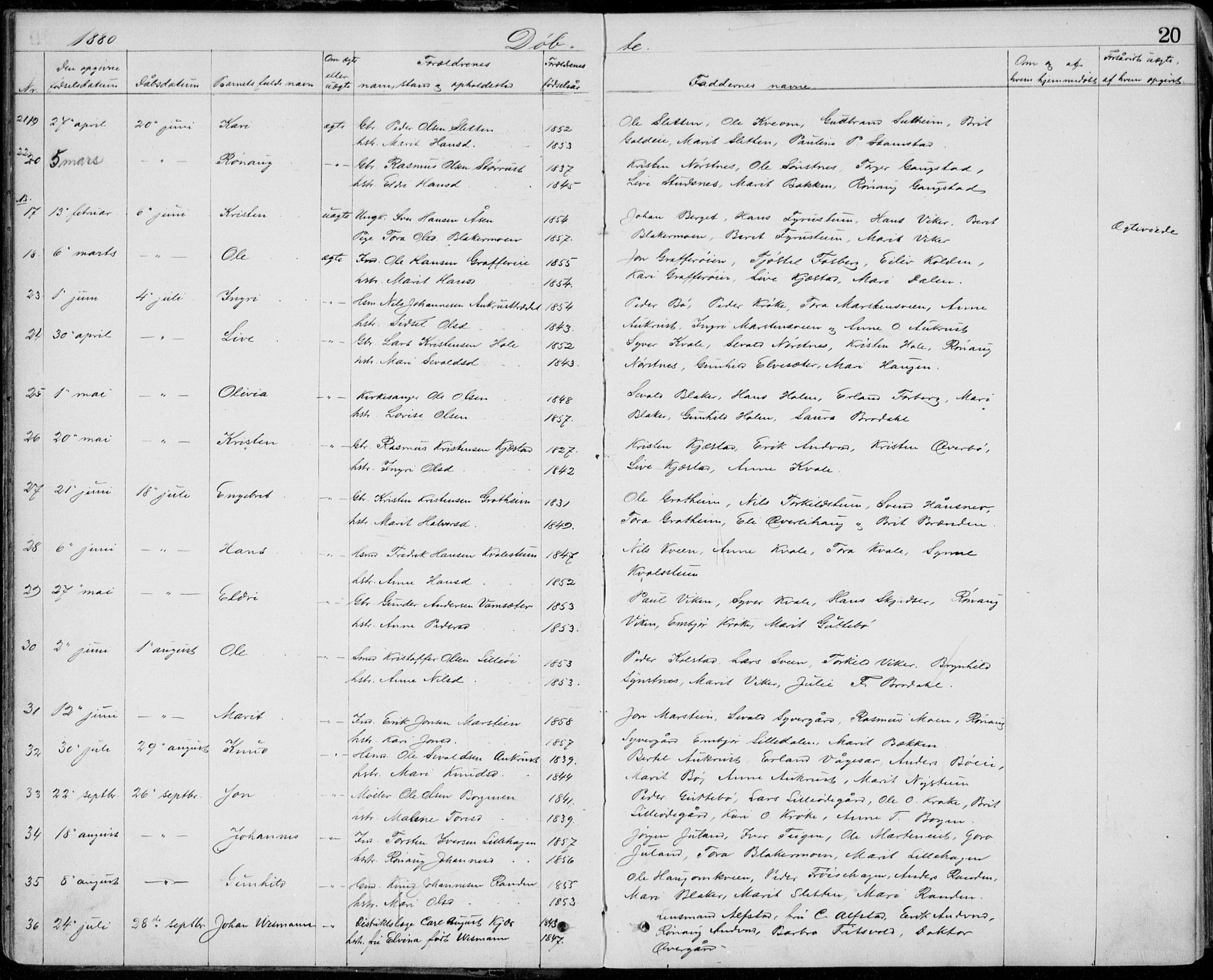 Lom prestekontor, AV/SAH-PREST-070/L/L0013: Parish register (copy) no. 13, 1874-1938, p. 20