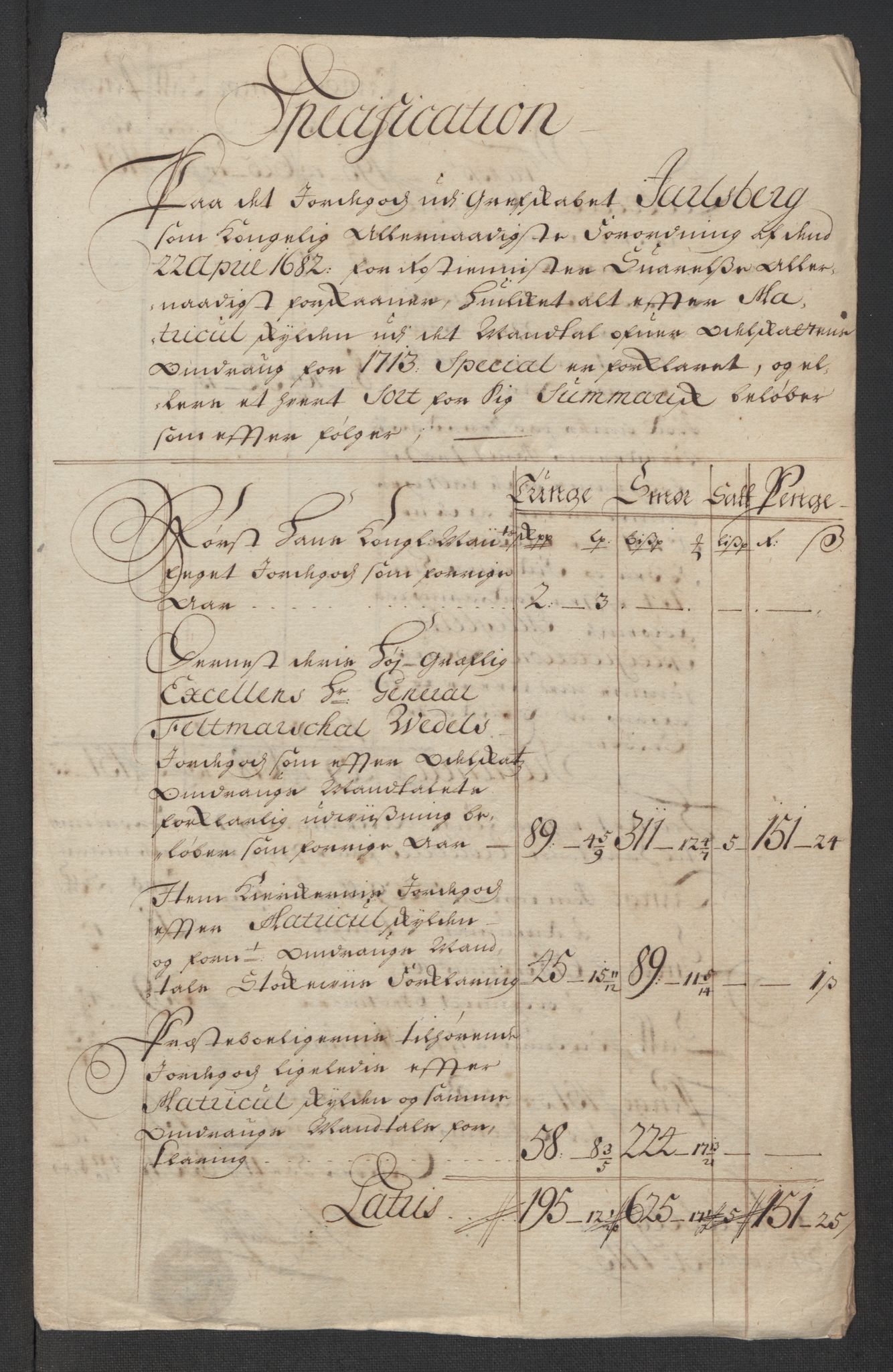 Rentekammeret inntil 1814, Reviderte regnskaper, Fogderegnskap, RA/EA-4092/R32/L1878: Fogderegnskap Jarlsberg grevskap, 1713, p. 121