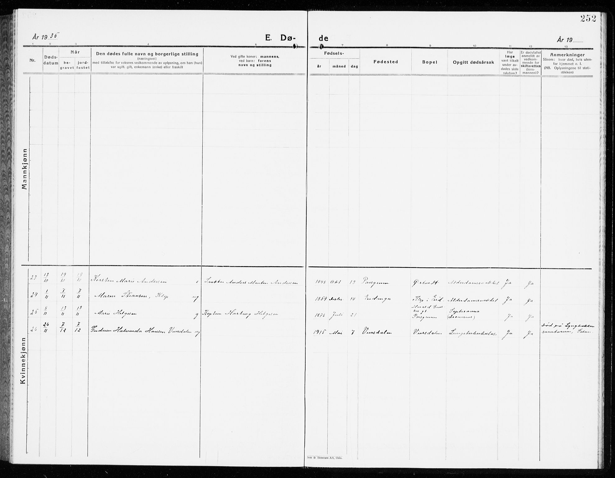 Eidanger kirkebøker, SAKO/A-261/G/Ga/L0005: Parish register (copy) no. 5, 1928-1942, p. 252