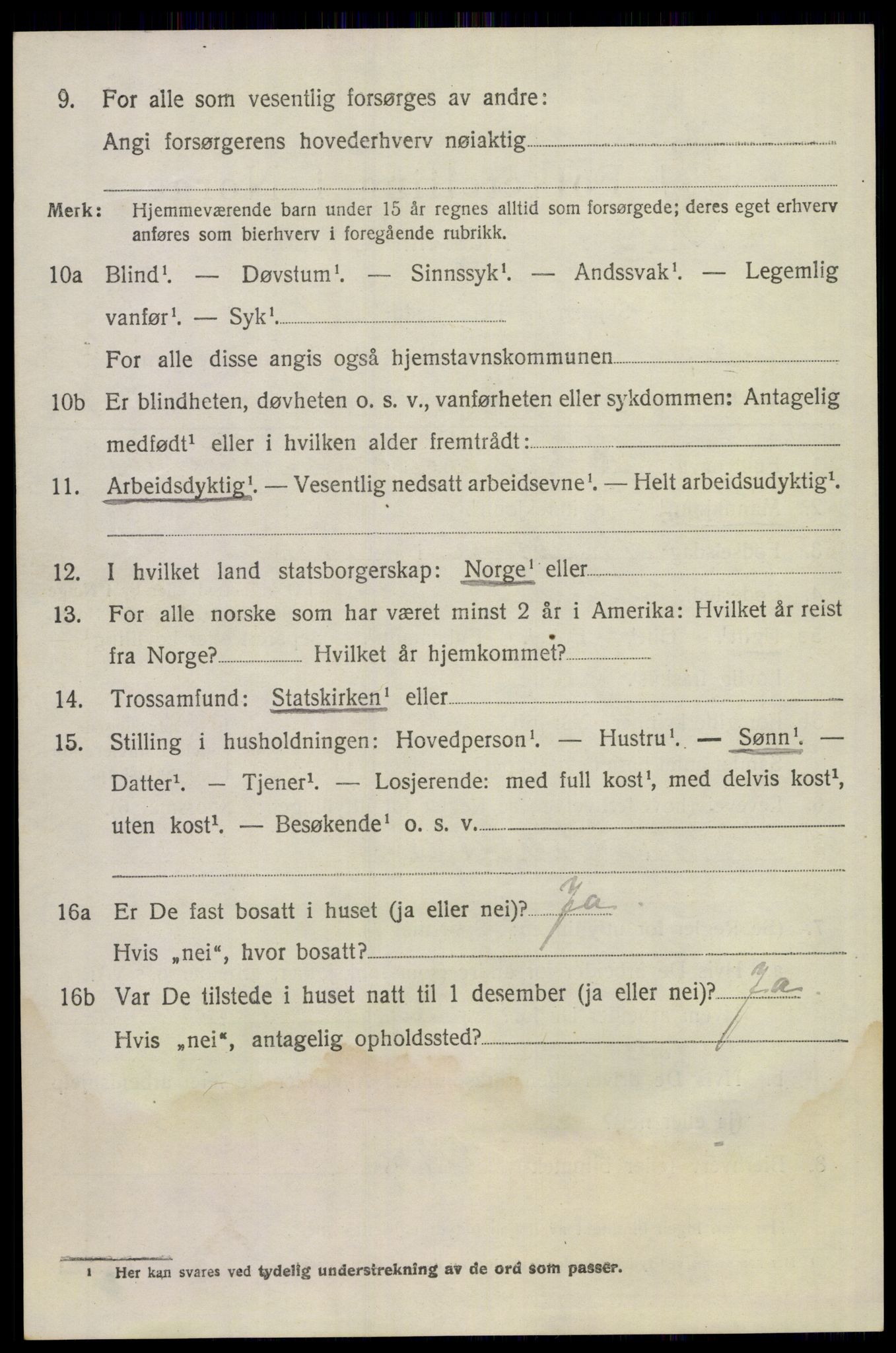 SAKO, 1920 census for Lunde, 1920, p. 5430