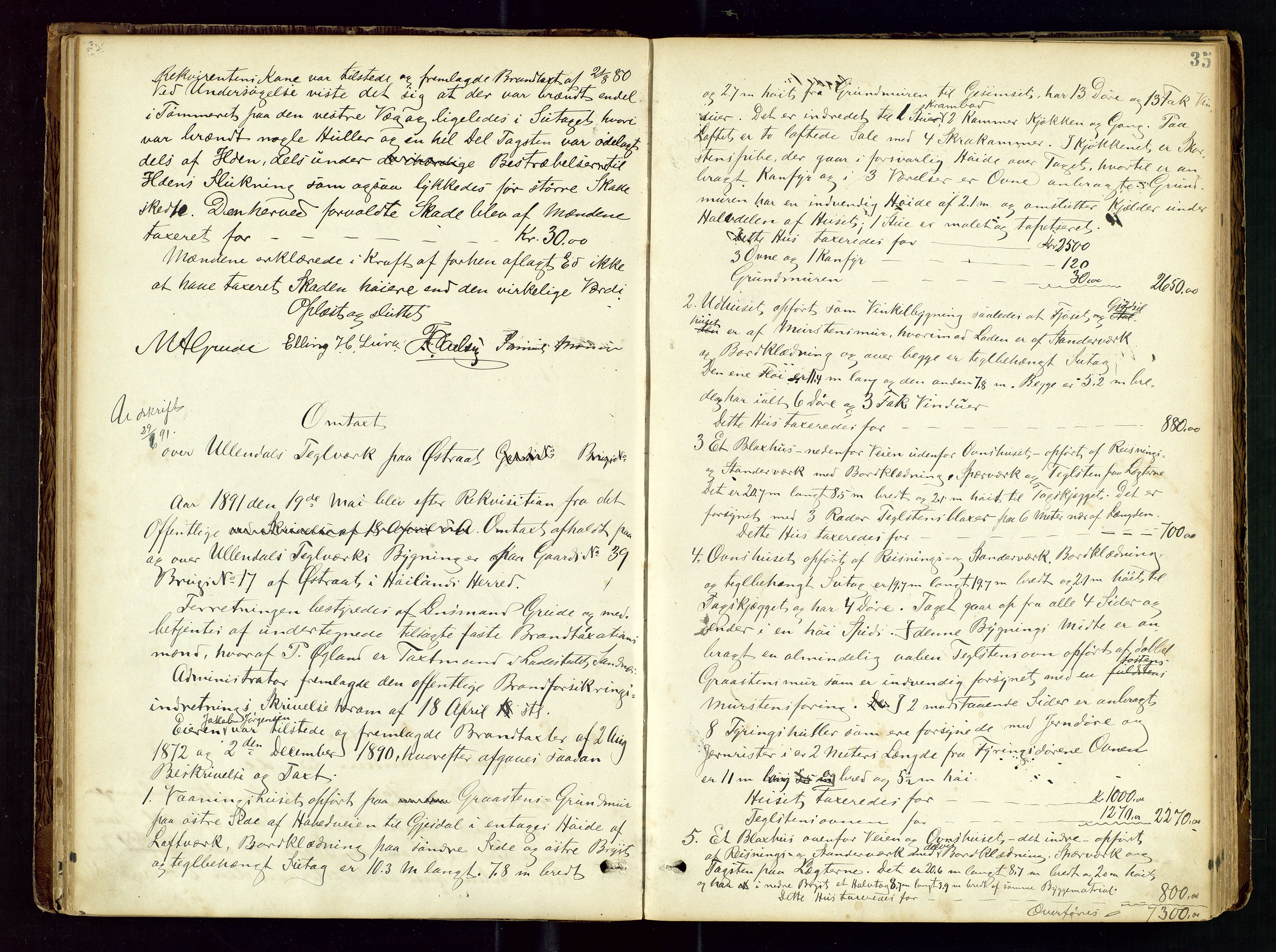 Høyland/Sandnes lensmannskontor, AV/SAST-A-100166/Goa/L0002: "Brandtaxtprotokol for Landafdelingen i Høiland", 1880-1917, p. 34b-35a