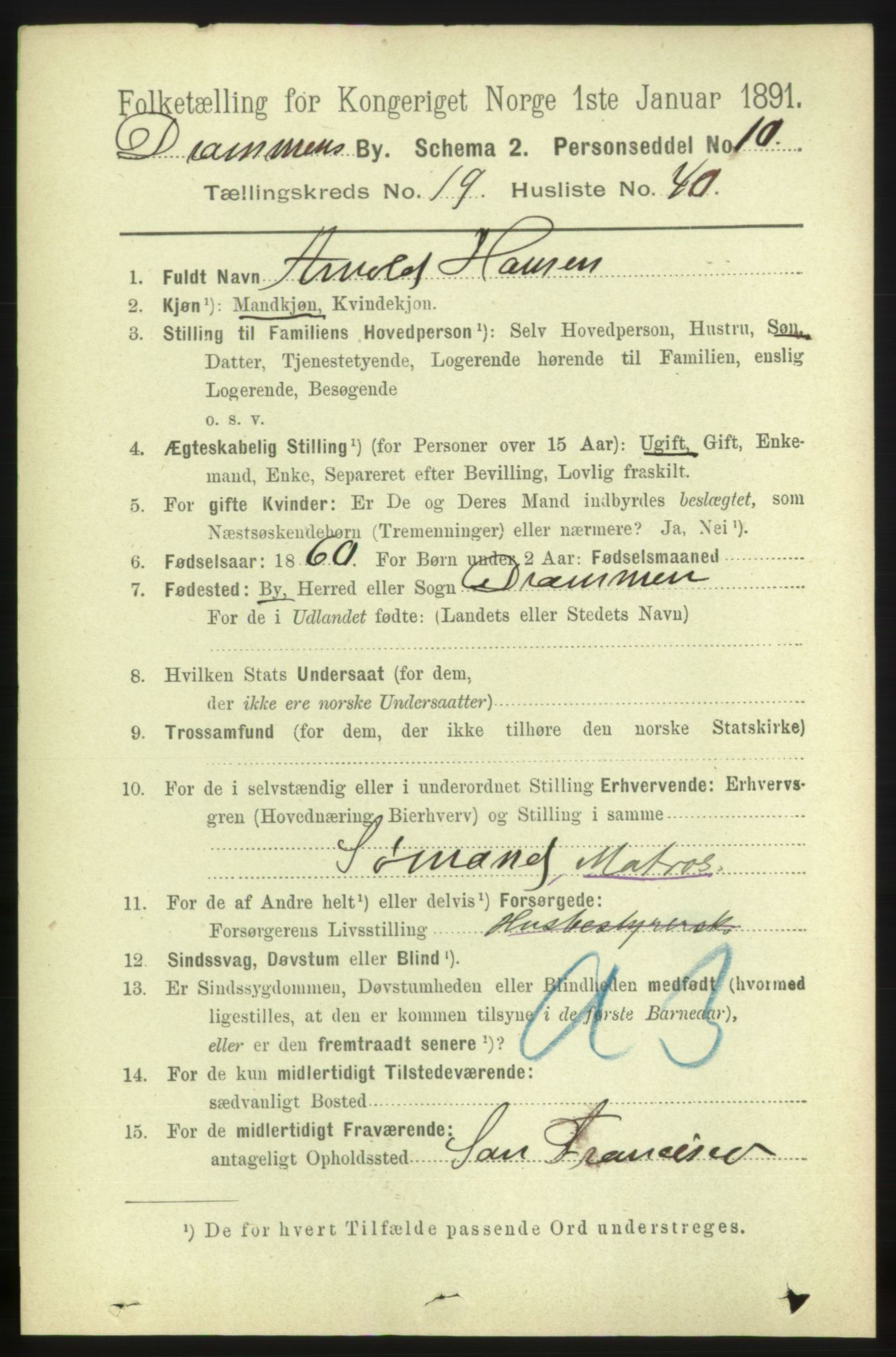 RA, 1891 census for 0602 Drammen, 1891, p. 12501