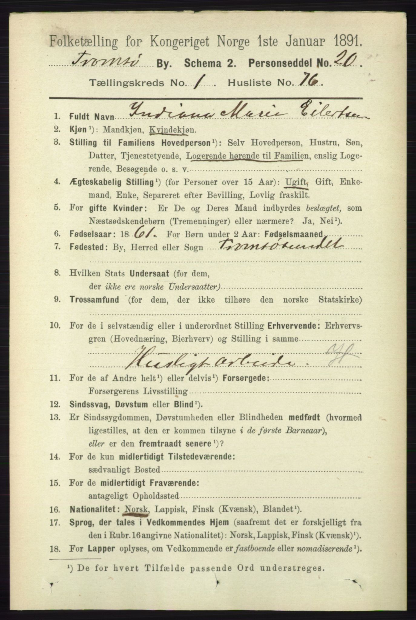 RA, 1891 census for 1902 Tromsø, 1891, p. 1065