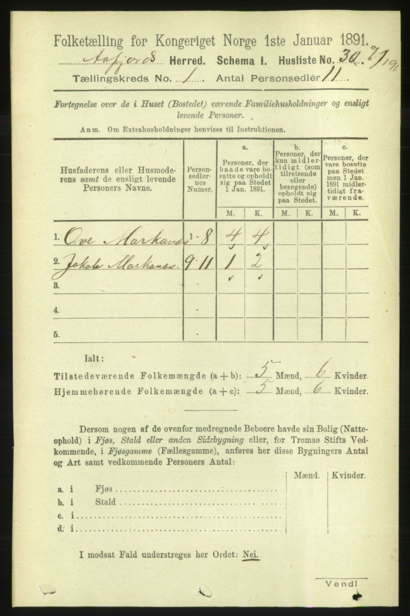 RA, 1891 census for 1630 Åfjord, 1891, p. 66