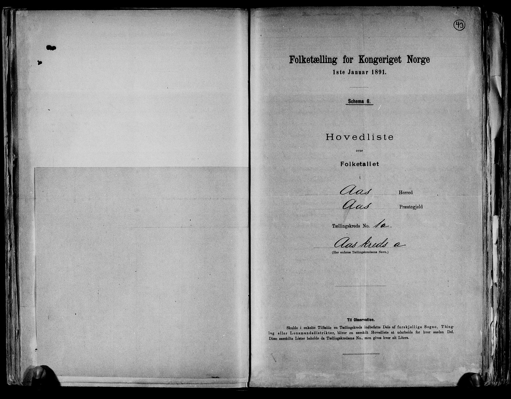 RA, 1891 census for 0214 Ås, 1891, p. 6