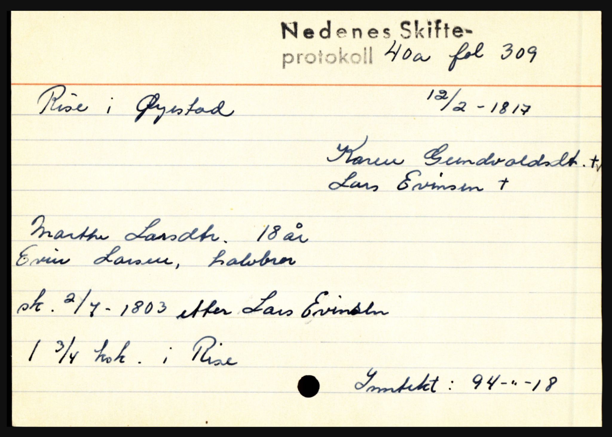 Nedenes sorenskriveri før 1824, AV/SAK-1221-0007/H, p. 23837