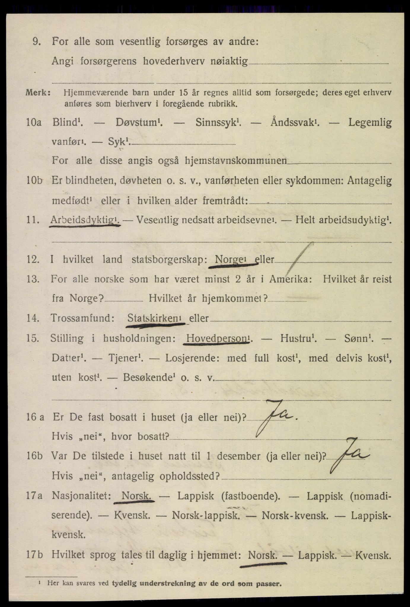 SAT, 1920 census for Steigen, 1920, p. 2345