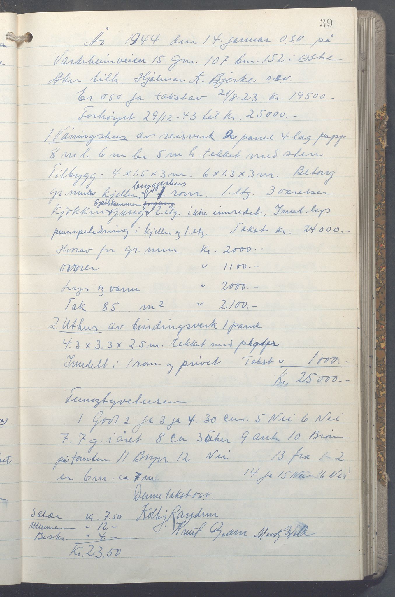 Lensmennene i Aker, OBA/A-10133/F/Fc/L0035: Branntakstprotokoll, 1943-1946, p. 39