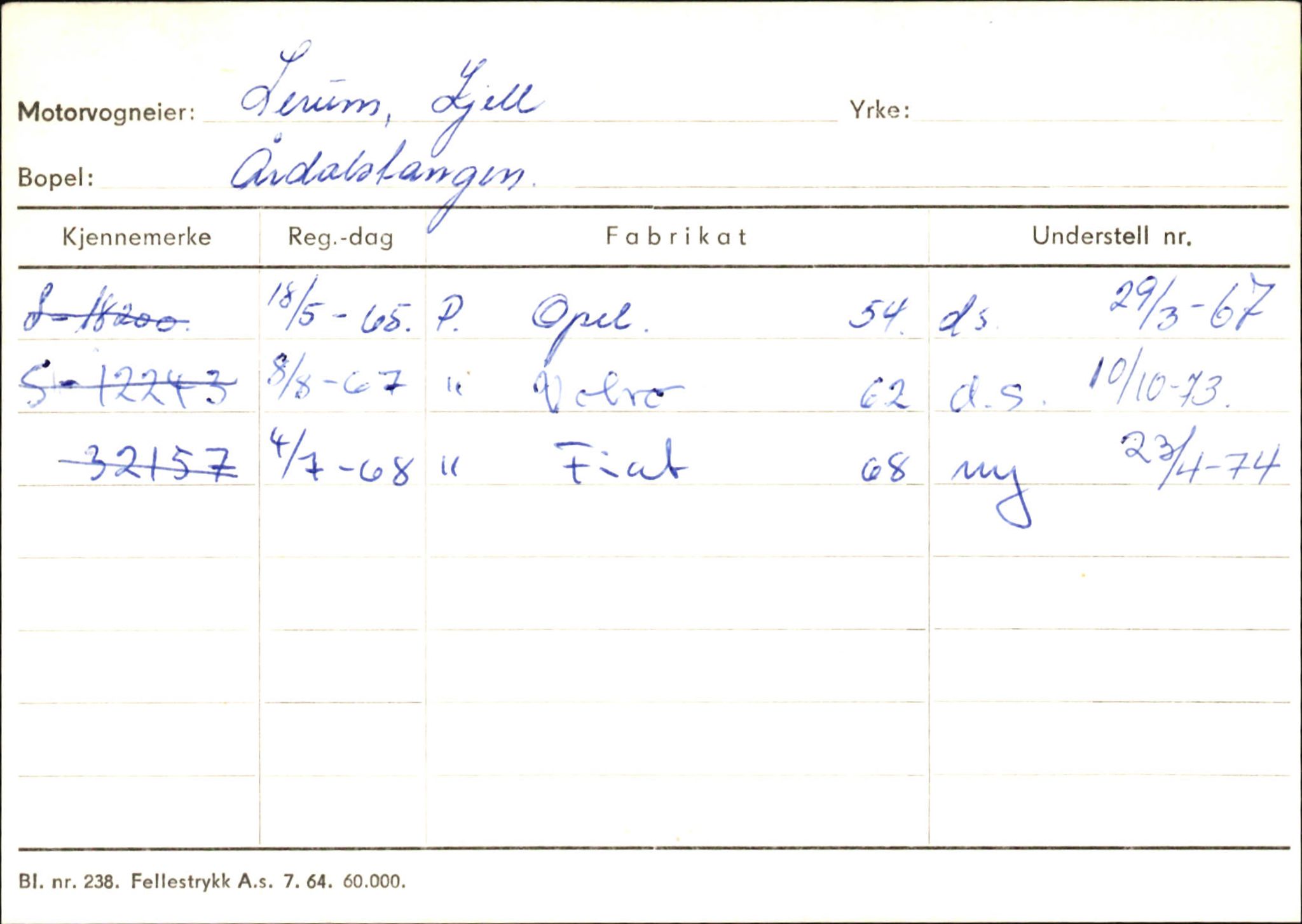 Statens vegvesen, Sogn og Fjordane vegkontor, AV/SAB-A-5301/4/F/L0145: Registerkort Vågsøy S-Å. Årdal I-P, 1945-1975, p. 1409