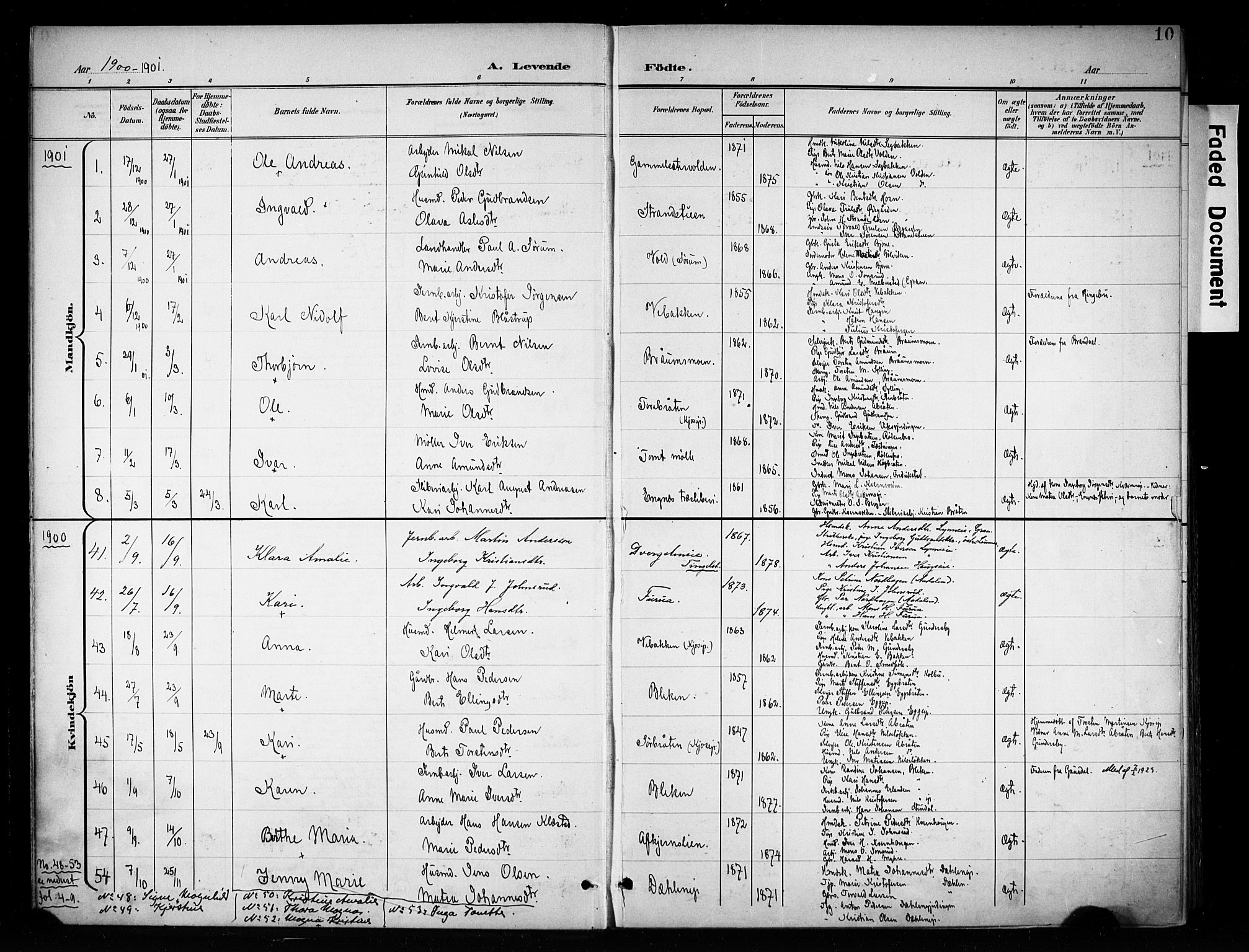 Brandbu prestekontor, SAH/PREST-114/H/Ha/Haa/L0001: Parish register (official) no. 1, 1900-1912, p. 10