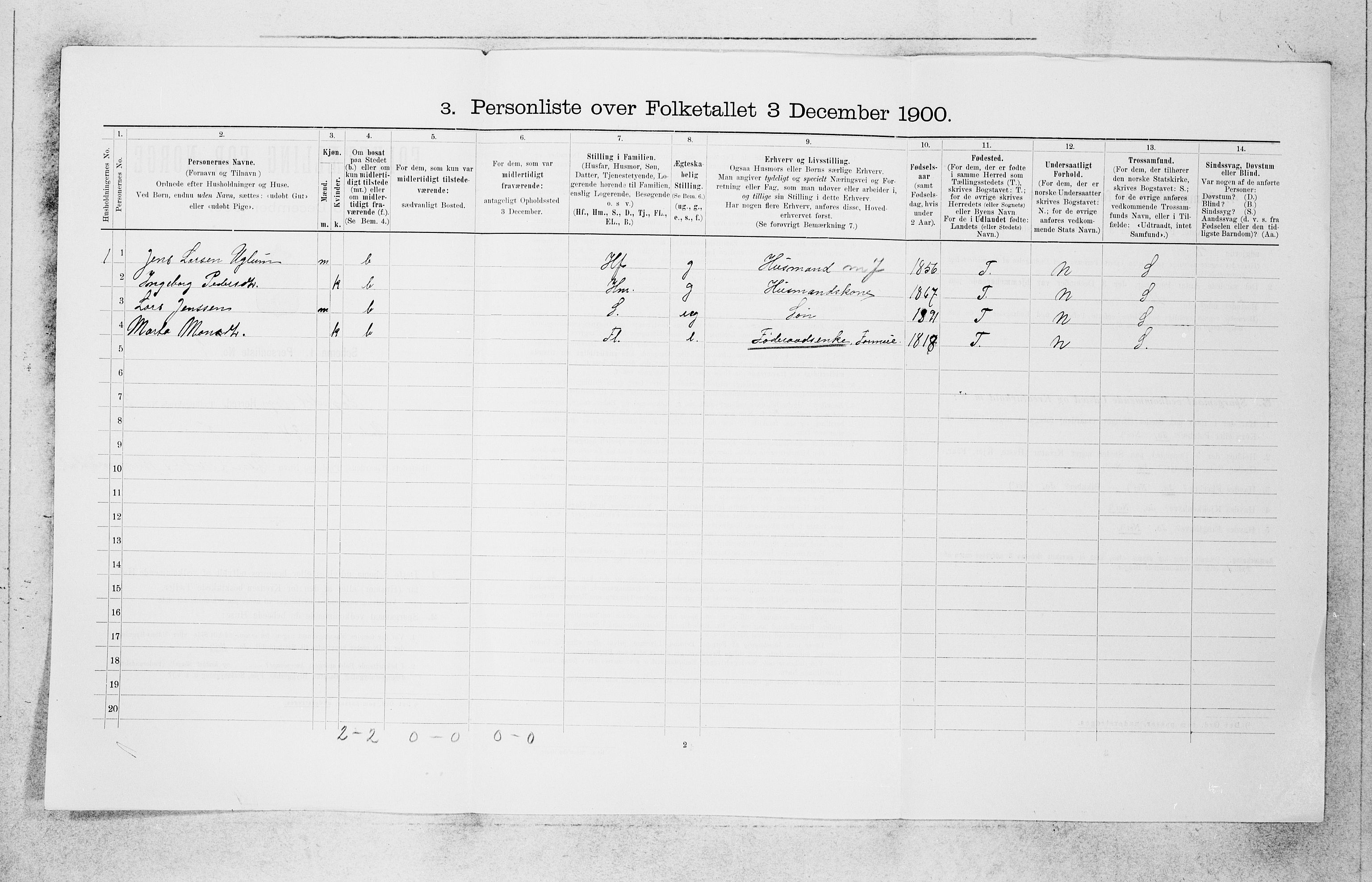 SAB, 1900 census for Sogndal, 1900, p. 183