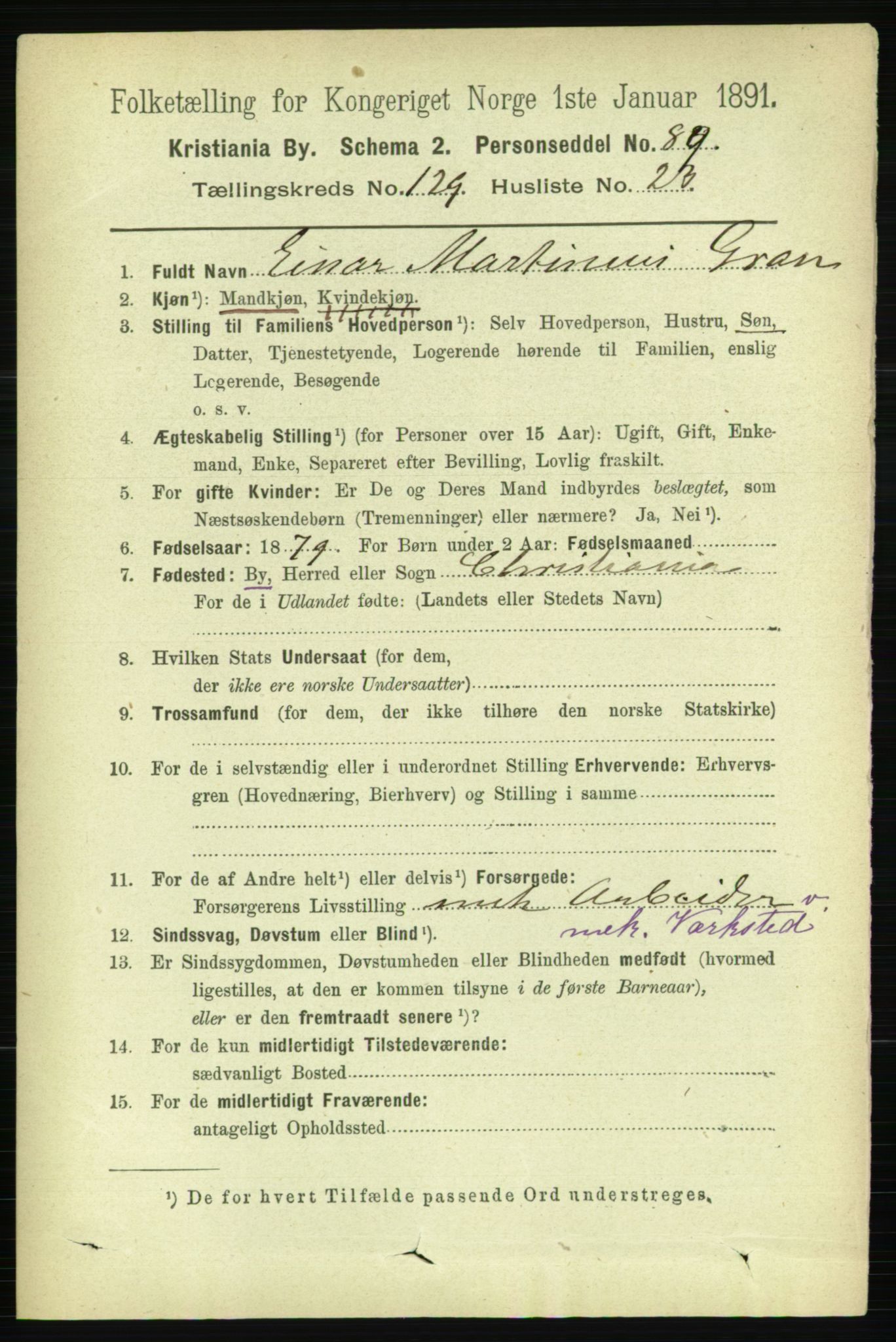 RA, 1891 census for 0301 Kristiania, 1891, p. 69983