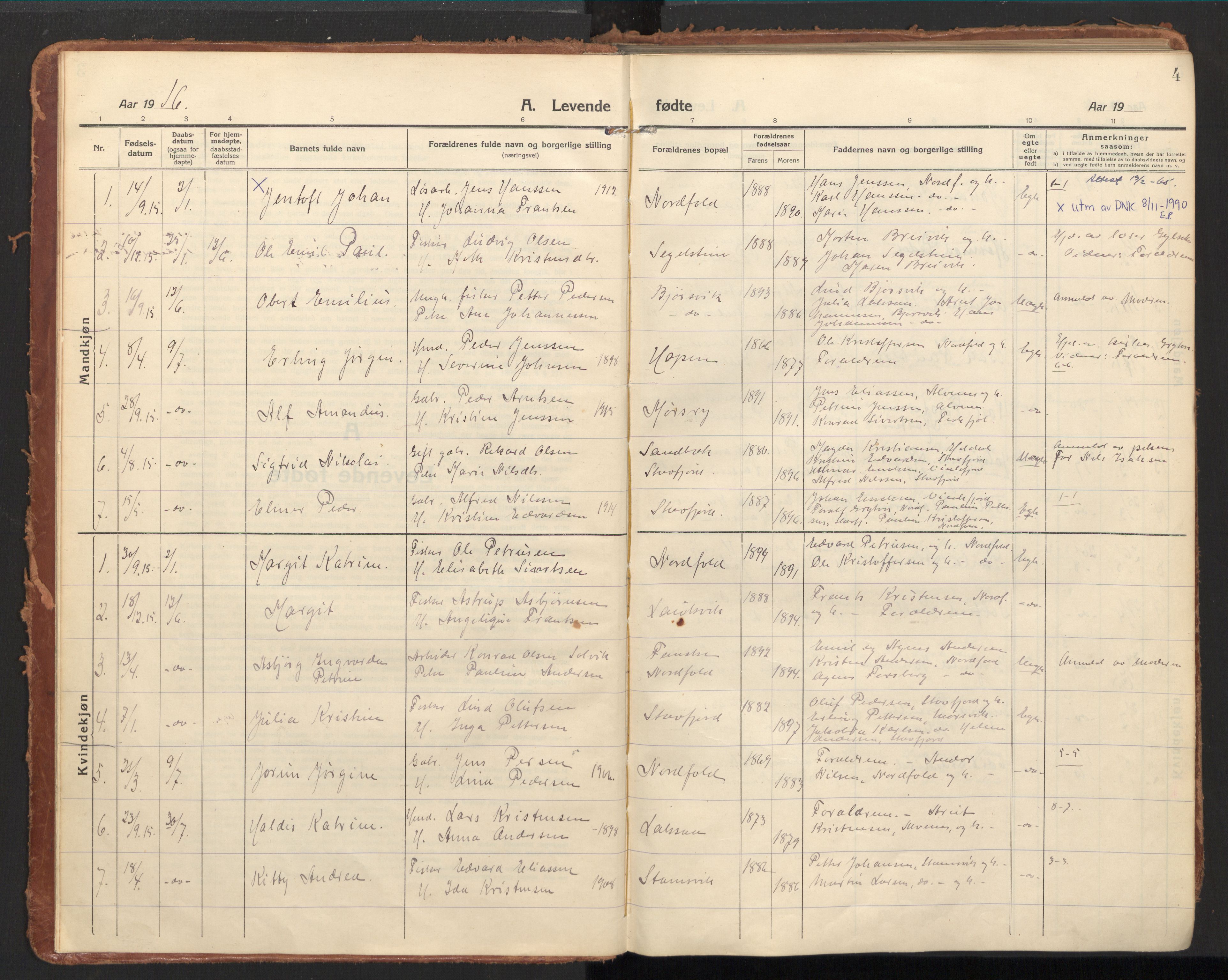 Ministerialprotokoller, klokkerbøker og fødselsregistre - Nordland, SAT/A-1459/858/L0833: Parish register (official) no. 858A03, 1916-1934, p. 4