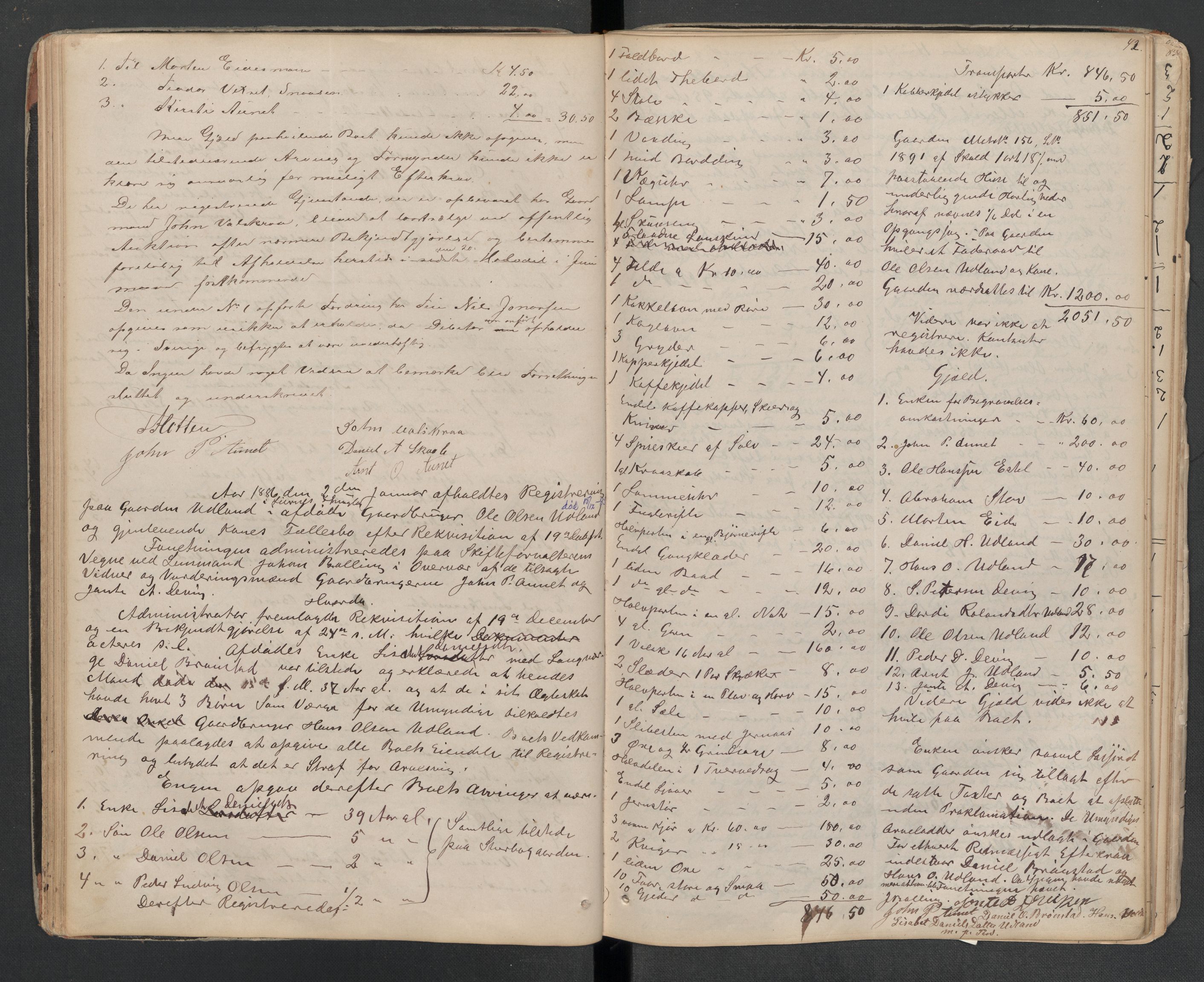 Lierne lensmannskontor - 1. avlevering, AV/SAT-A-1030/02/L0014: Dødsfalls-/ registreringsprotokoll, 1872-1905, p. 42