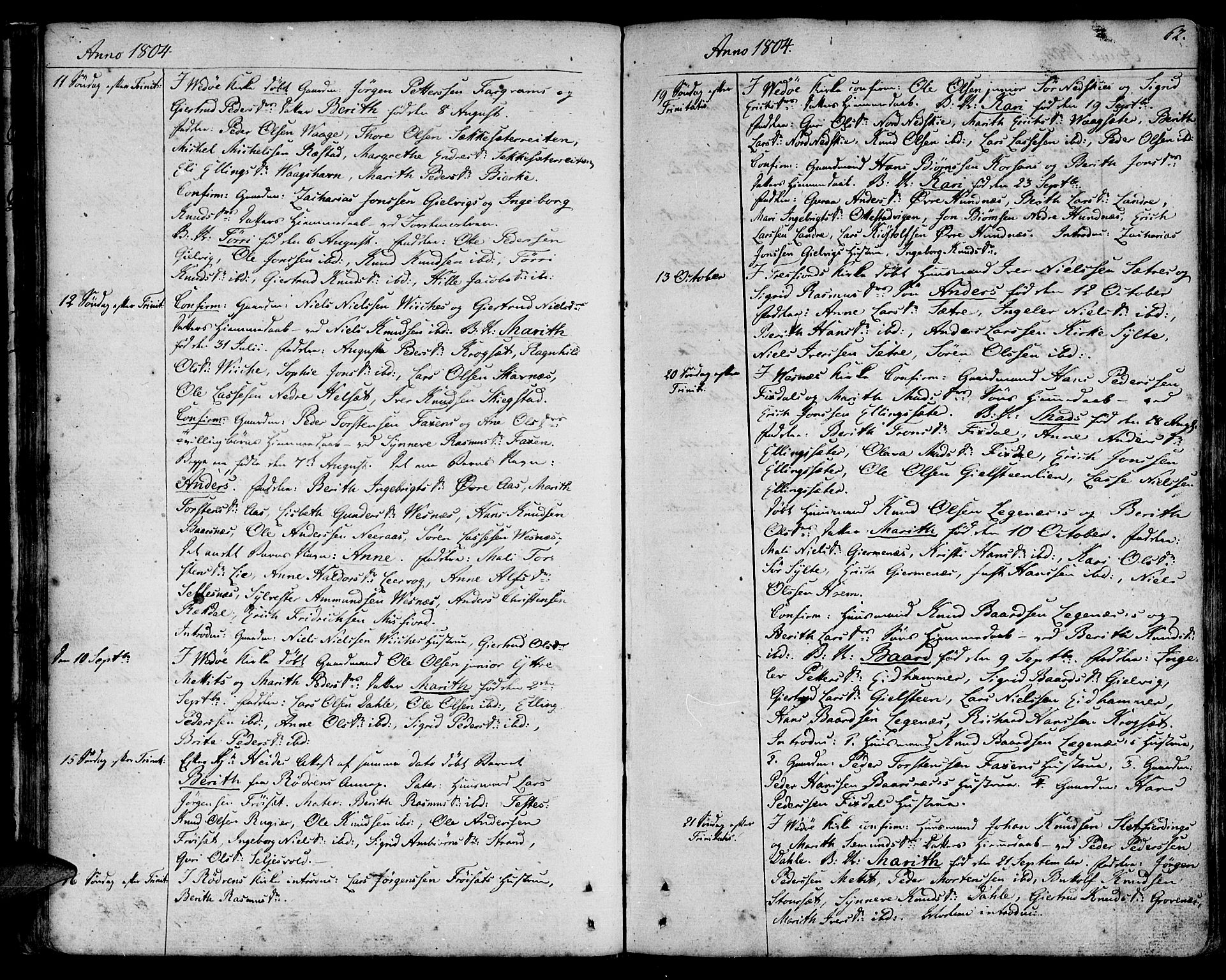Ministerialprotokoller, klokkerbøker og fødselsregistre - Møre og Romsdal, AV/SAT-A-1454/547/L0601: Parish register (official) no. 547A03, 1799-1818, p. 62
