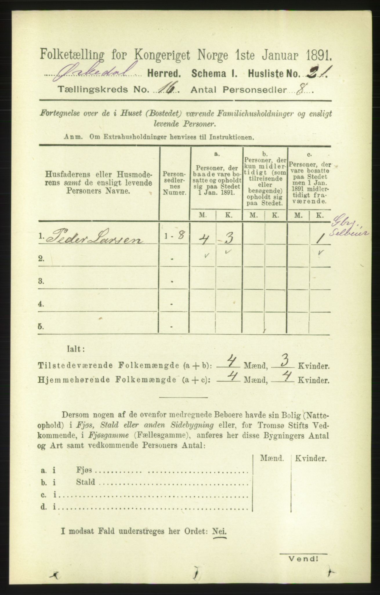 RA, 1891 census for 1638 Orkdal, 1891, p. 7138