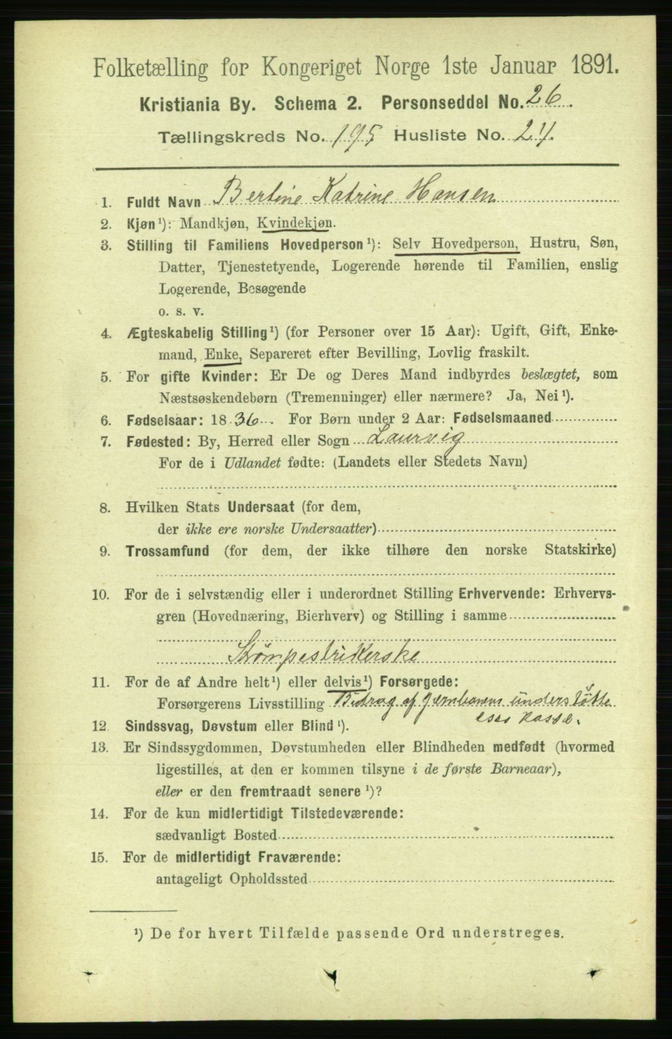 RA, 1891 census for 0301 Kristiania, 1891, p. 118048