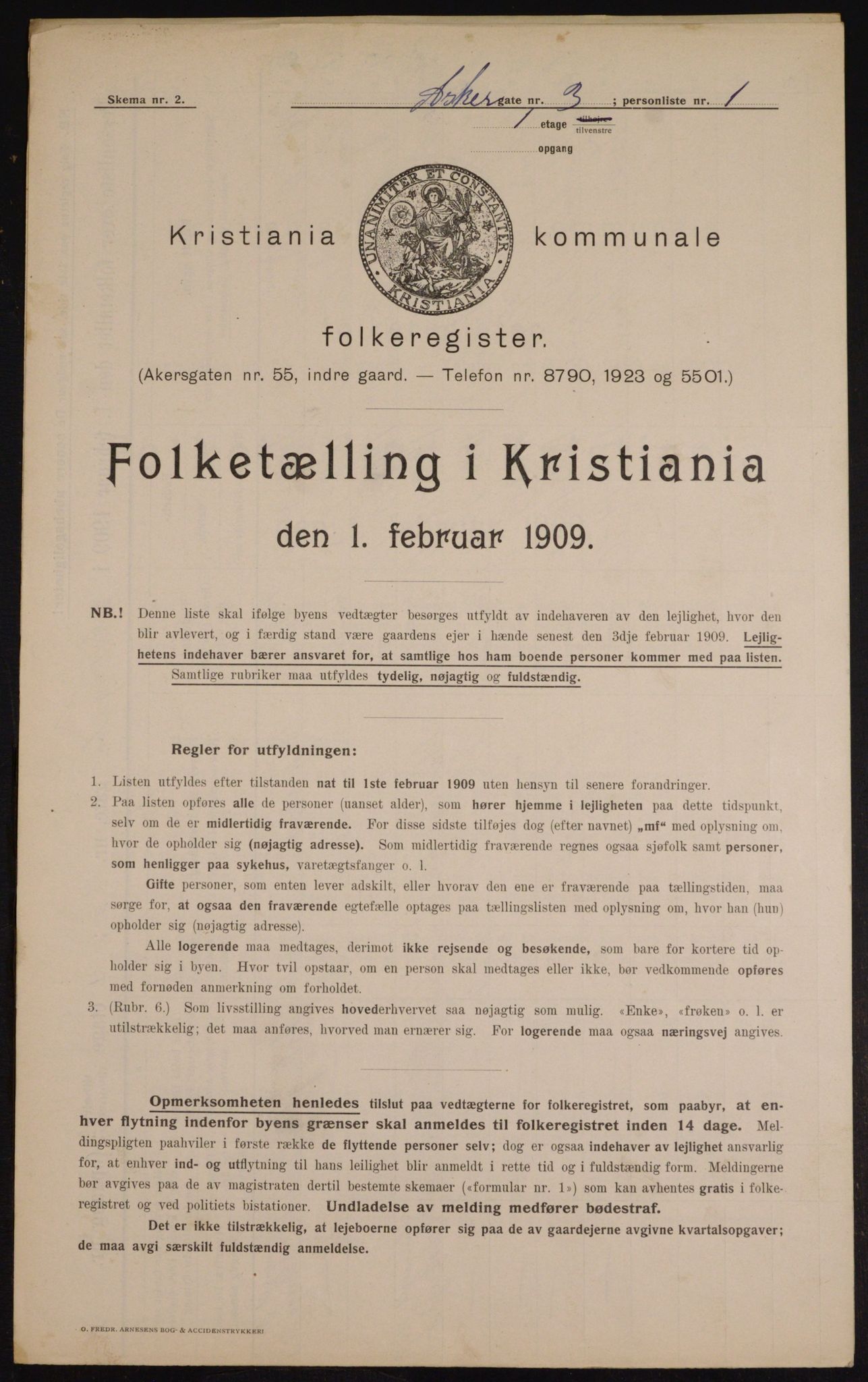 OBA, Municipal Census 1909 for Kristiania, 1909, p. 2362