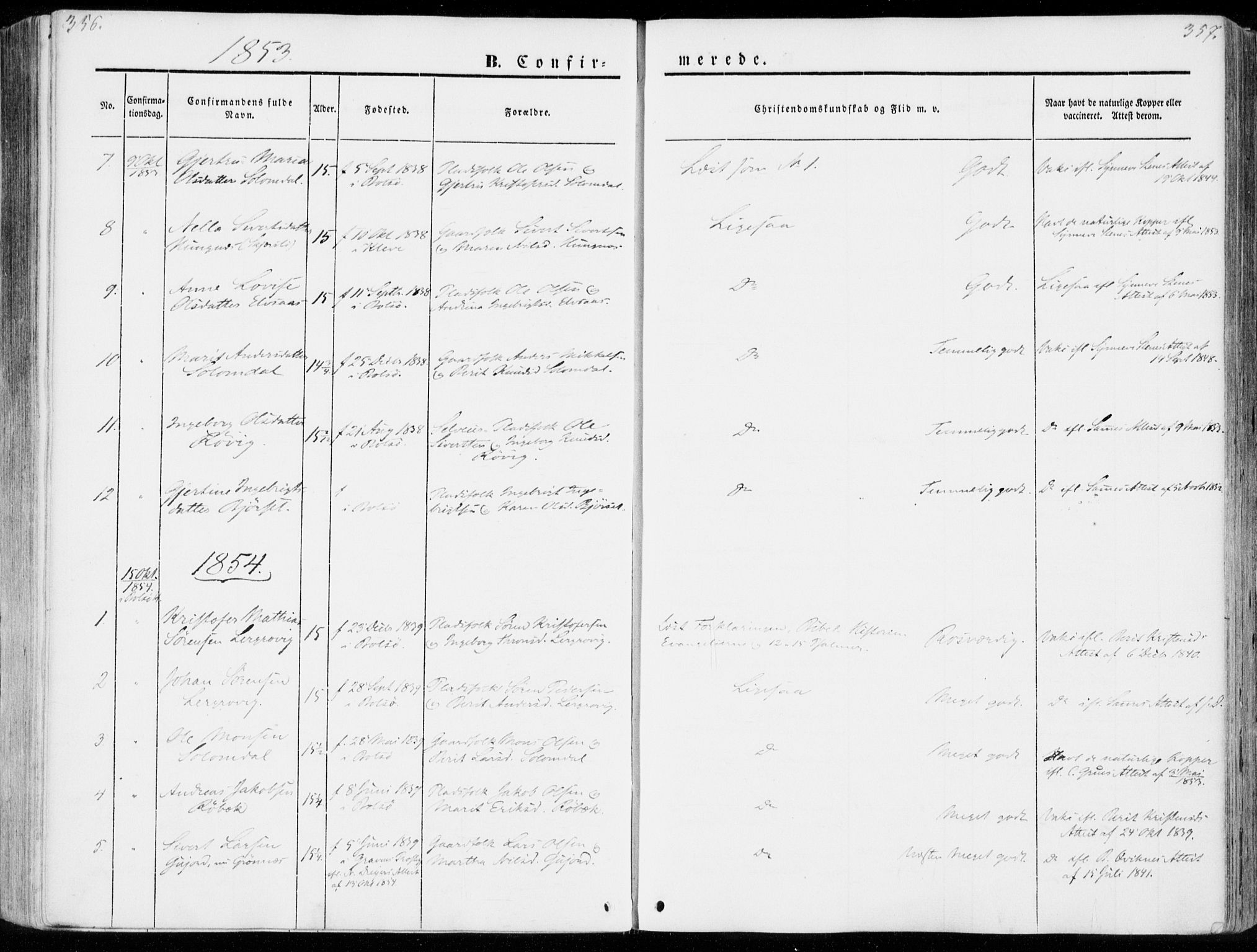 Ministerialprotokoller, klokkerbøker og fødselsregistre - Møre og Romsdal, SAT/A-1454/555/L0653: Parish register (official) no. 555A04, 1843-1869, p. 356-357