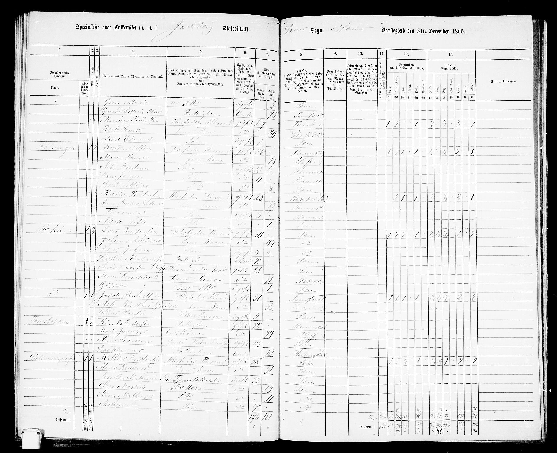 RA, 1865 census for Sem, 1865, p. 62