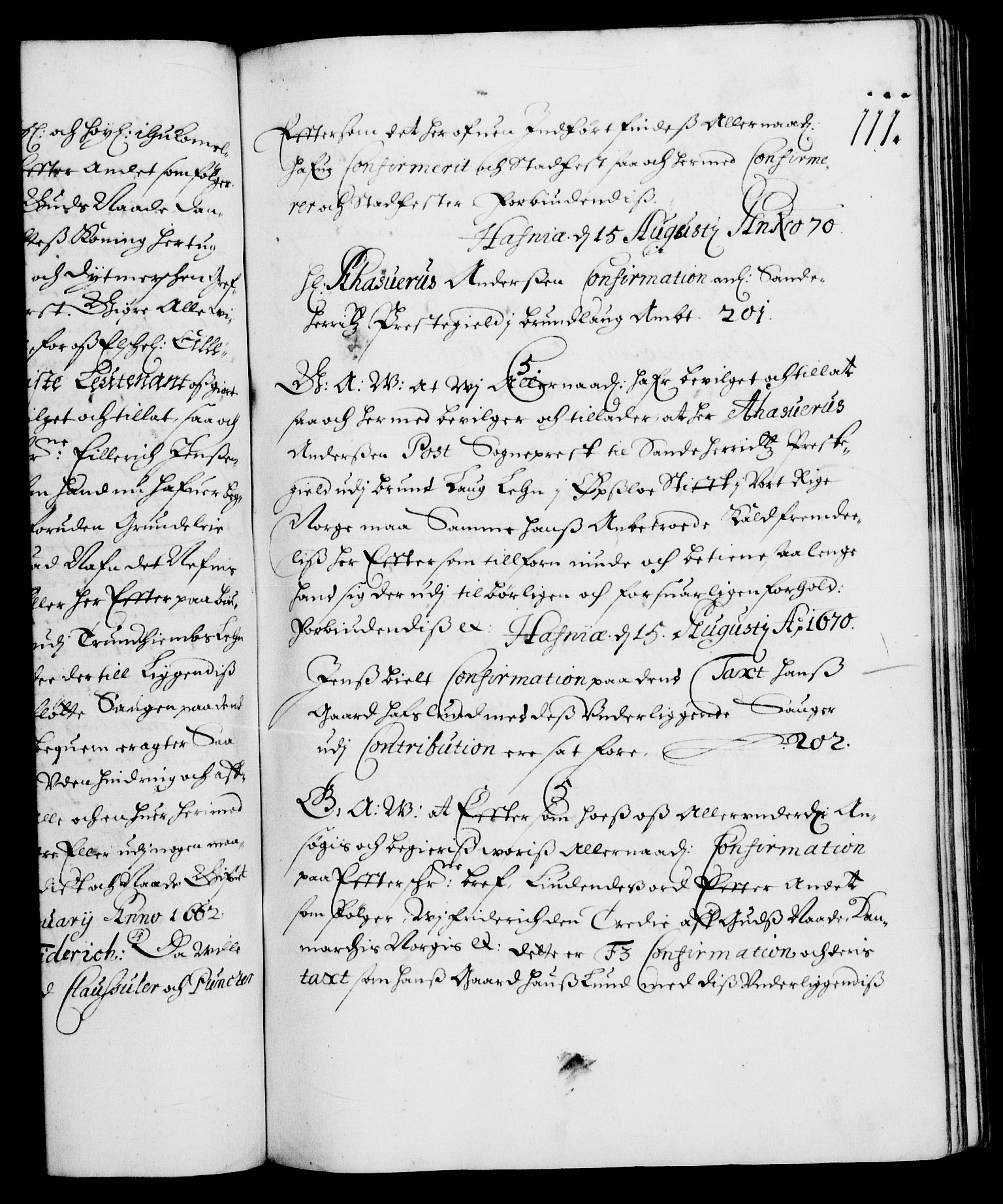 Danske Kanselli 1572-1799, RA/EA-3023/F/Fc/Fca/Fcaa/L0011: Norske registre (mikrofilm), 1670-1673, p. 111a