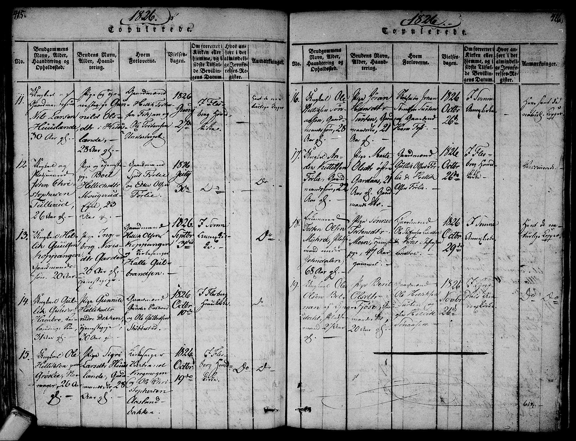 Flesberg kirkebøker, AV/SAKO-A-18/F/Fa/L0005: Parish register (official) no. I 5, 1816-1834, p. 415-416