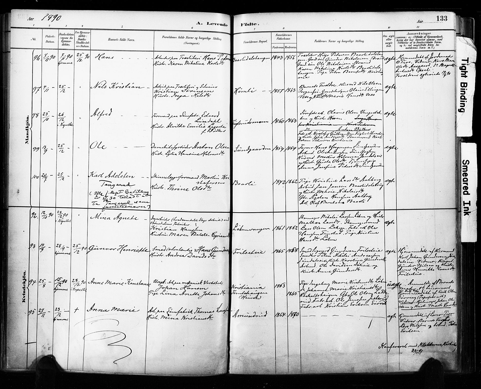 Eidsvoll prestekontor Kirkebøker, SAO/A-10888/F/Fa/L0002: Parish register (official) no. I 2, 1882-1895, p. 133