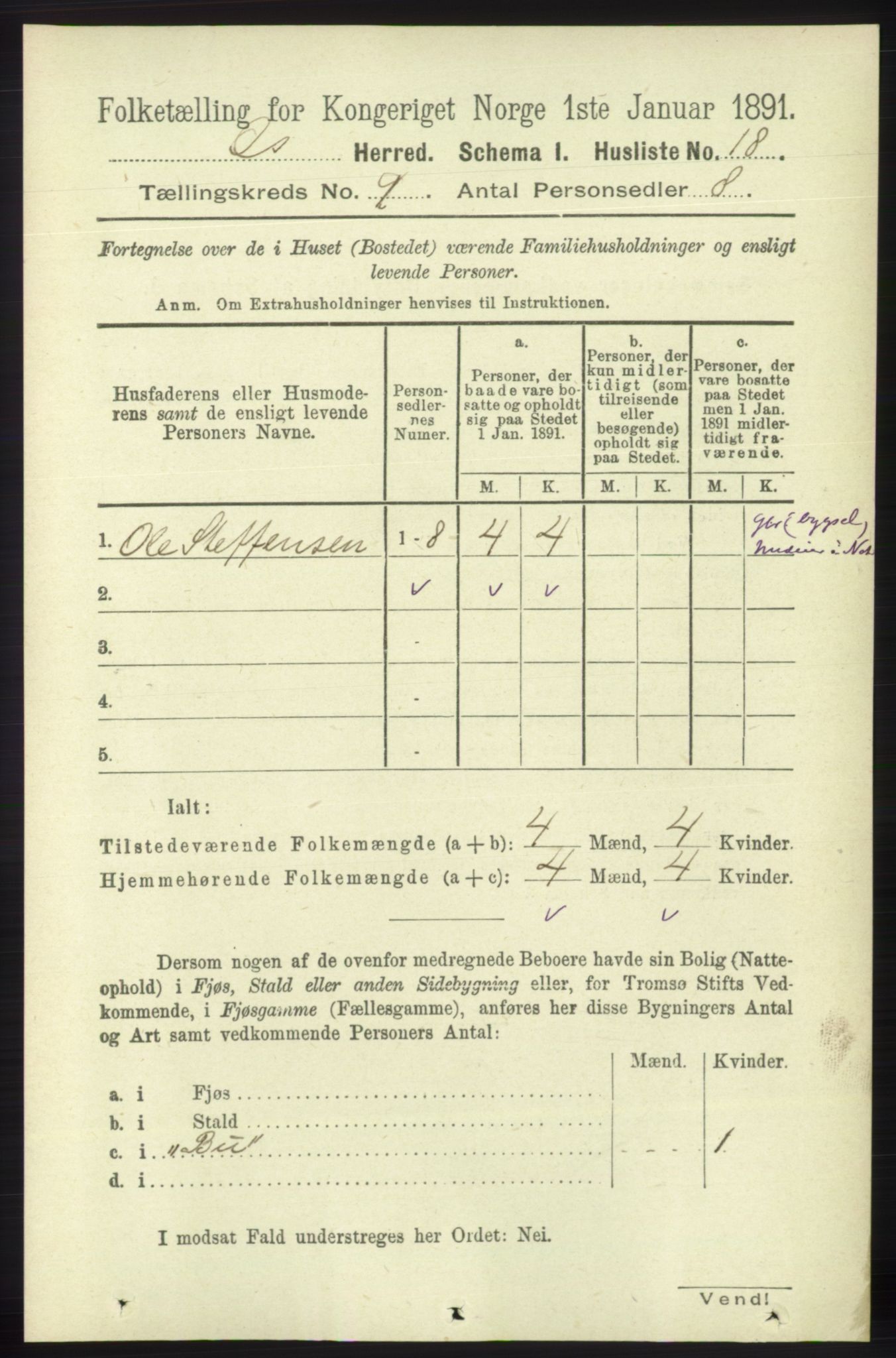 RA, 1891 census for 1243 Os, 1891, p. 1922