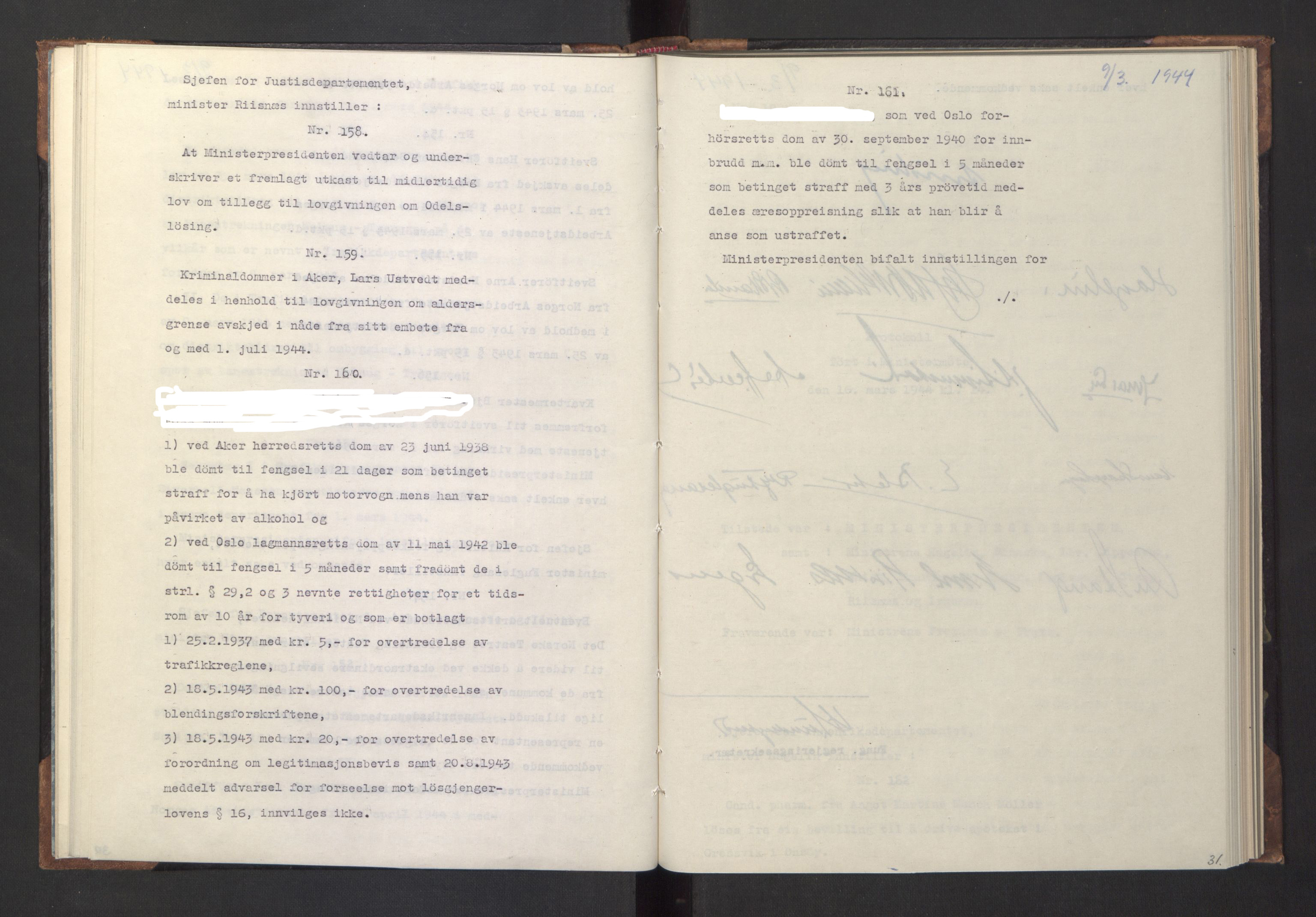 NS-administrasjonen 1940-1945 (Statsrådsekretariatet, de kommisariske statsråder mm), RA/S-4279/D/Da/L0005: Protokoll fra ministermøter, 1944, p. 33