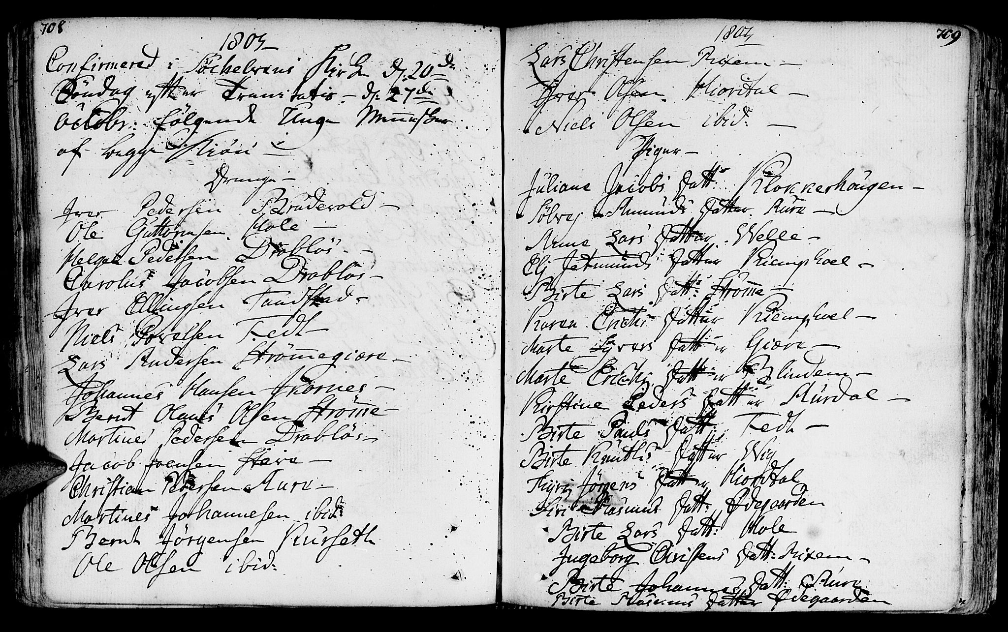 Ministerialprotokoller, klokkerbøker og fødselsregistre - Møre og Romsdal, AV/SAT-A-1454/522/L0308: Parish register (official) no. 522A03, 1773-1809, p. 708-709