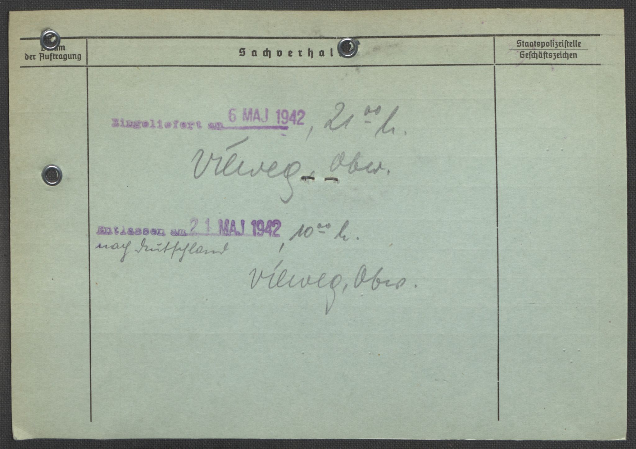 Befehlshaber der Sicherheitspolizei und des SD, AV/RA-RAFA-5969/E/Ea/Eaa/L0008: Register over norske fanger i Møllergata 19: Oelze-Ru, 1940-1945, p. 895