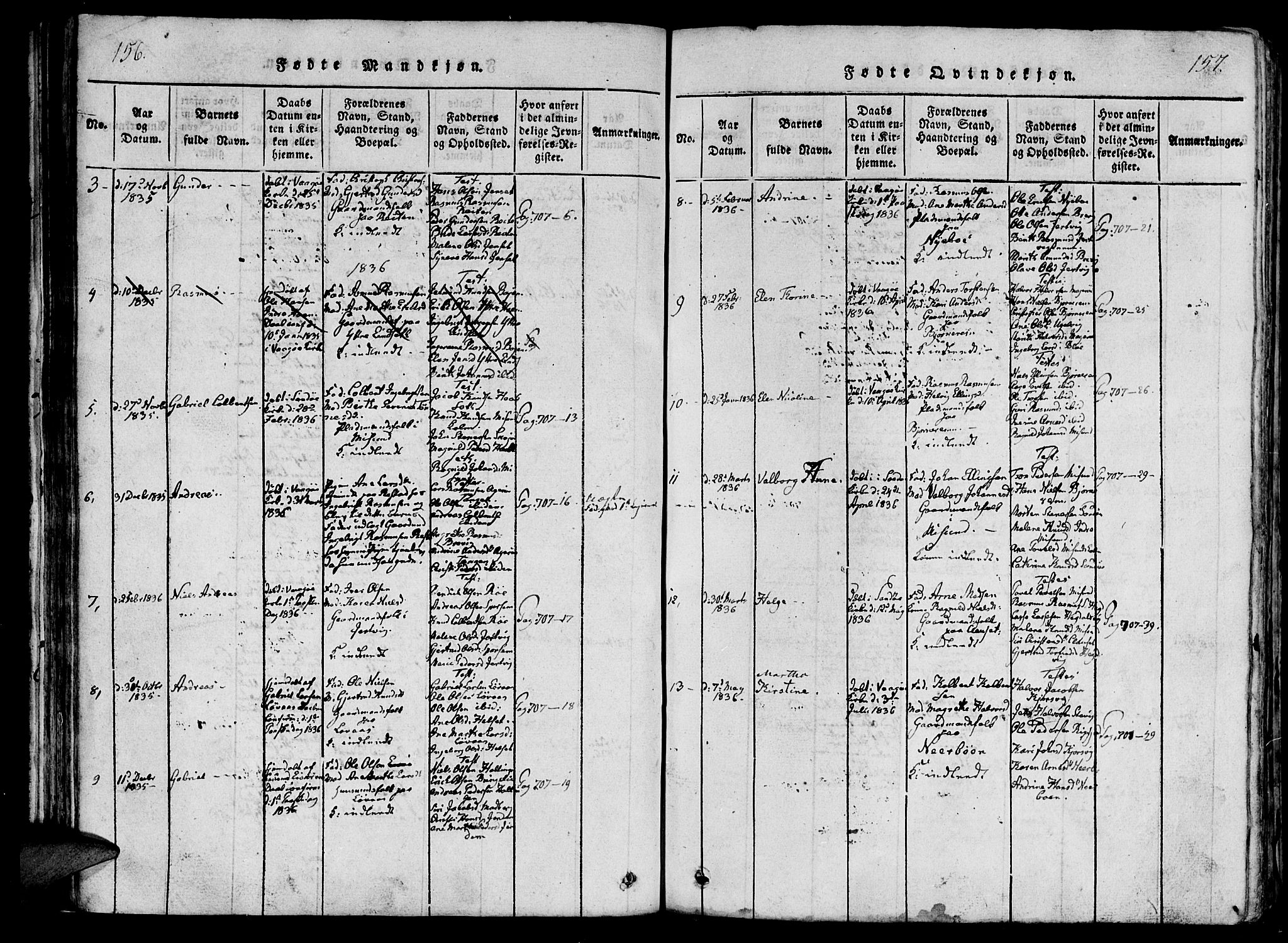 Ministerialprotokoller, klokkerbøker og fødselsregistre - Møre og Romsdal, SAT/A-1454/560/L0718: Parish register (official) no. 560A02, 1817-1844, p. 156-157