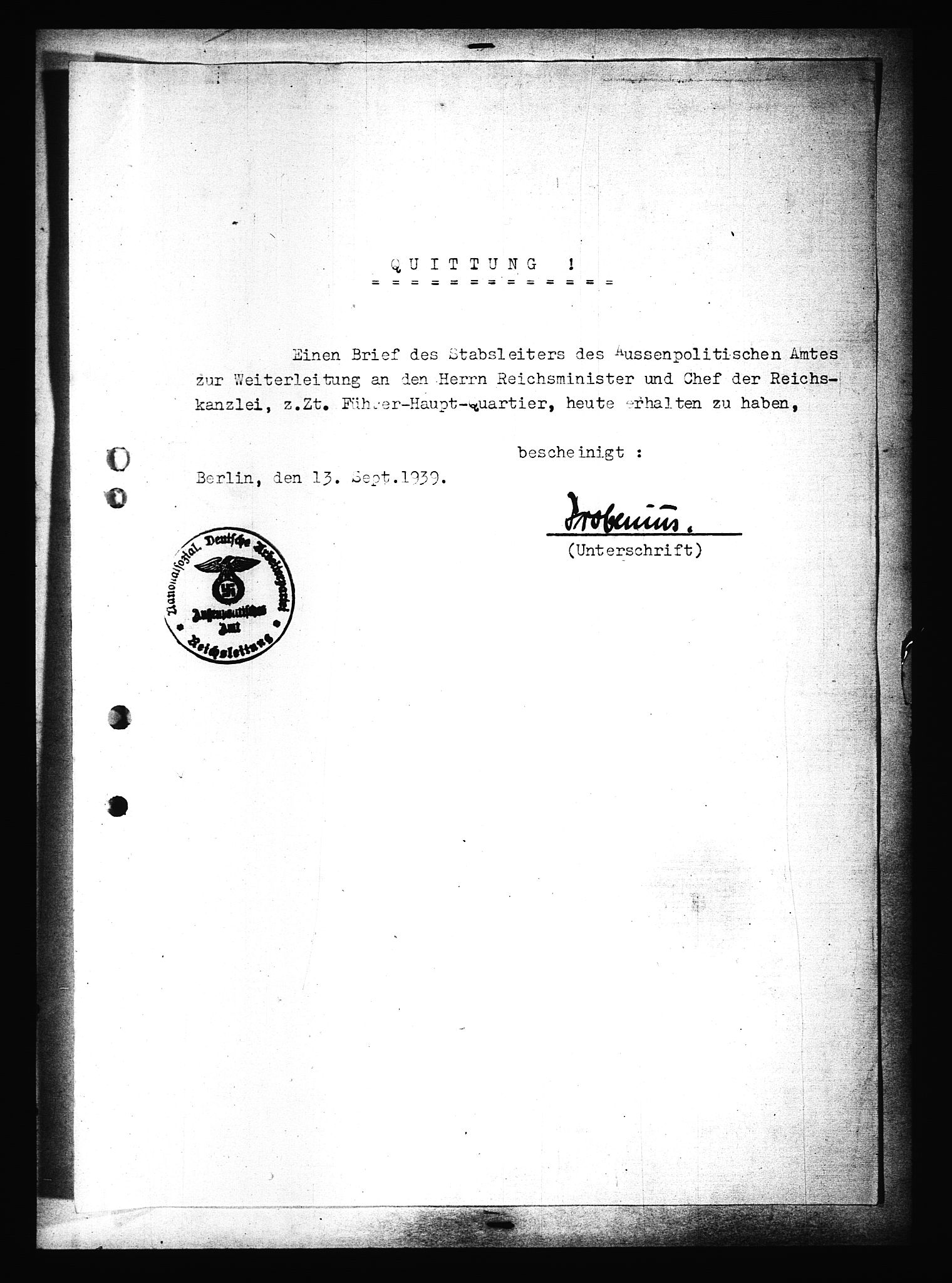 Documents Section, AV/RA-RAFA-2200/V/L0091: Amerikansk mikrofilm "Captured German Documents".
Box No. 953.  FKA jnr. 59/1955., 1935-1942, p. 737