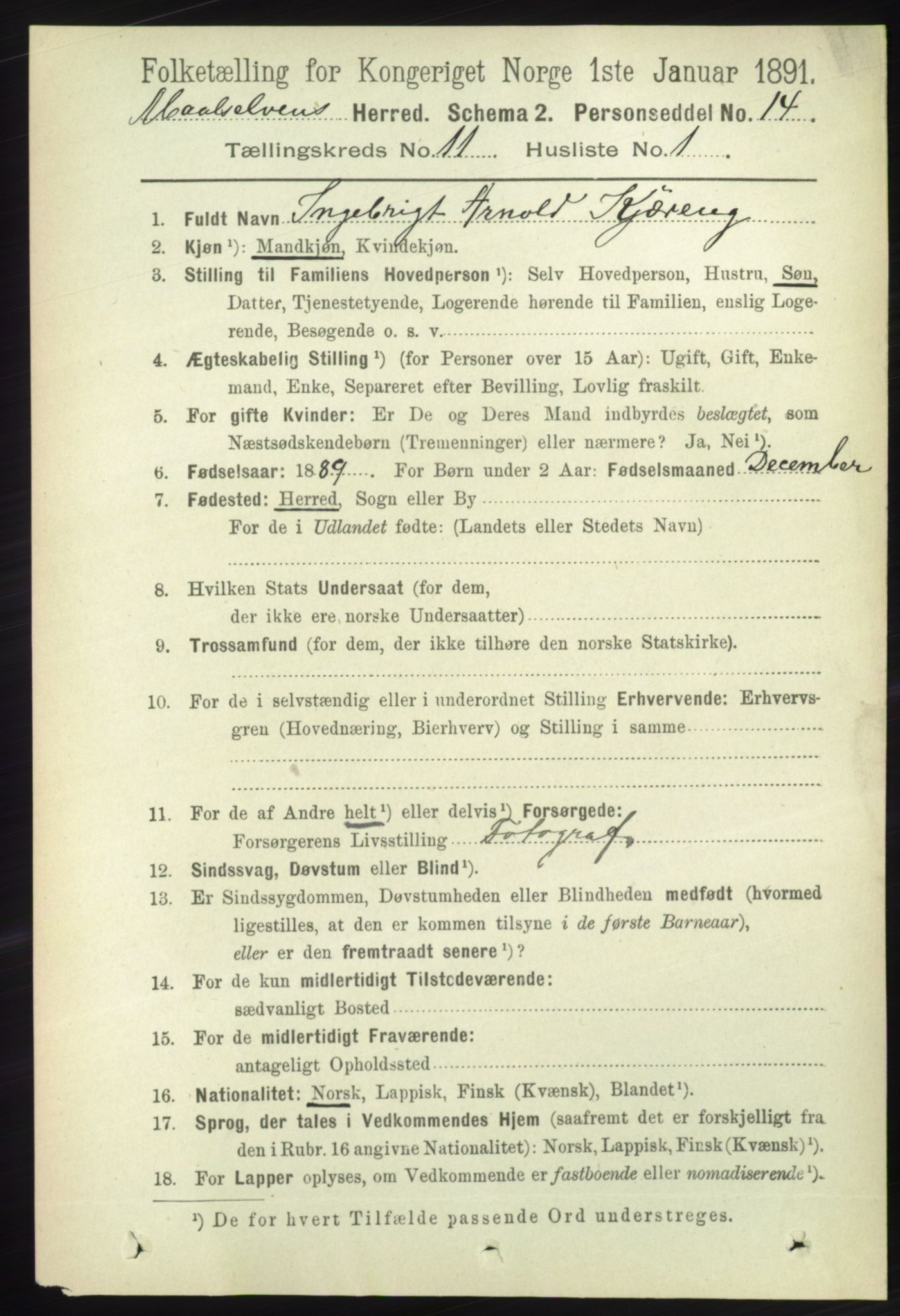 RA, 1891 census for 1924 Målselv, 1891, p. 3278