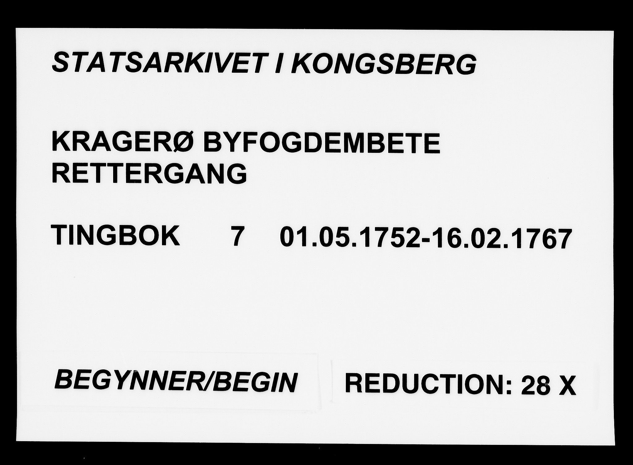 Kragerø byfogd, AV/SAKO-A-215/F/Fa/L0007: Tingbok, 1752-1767