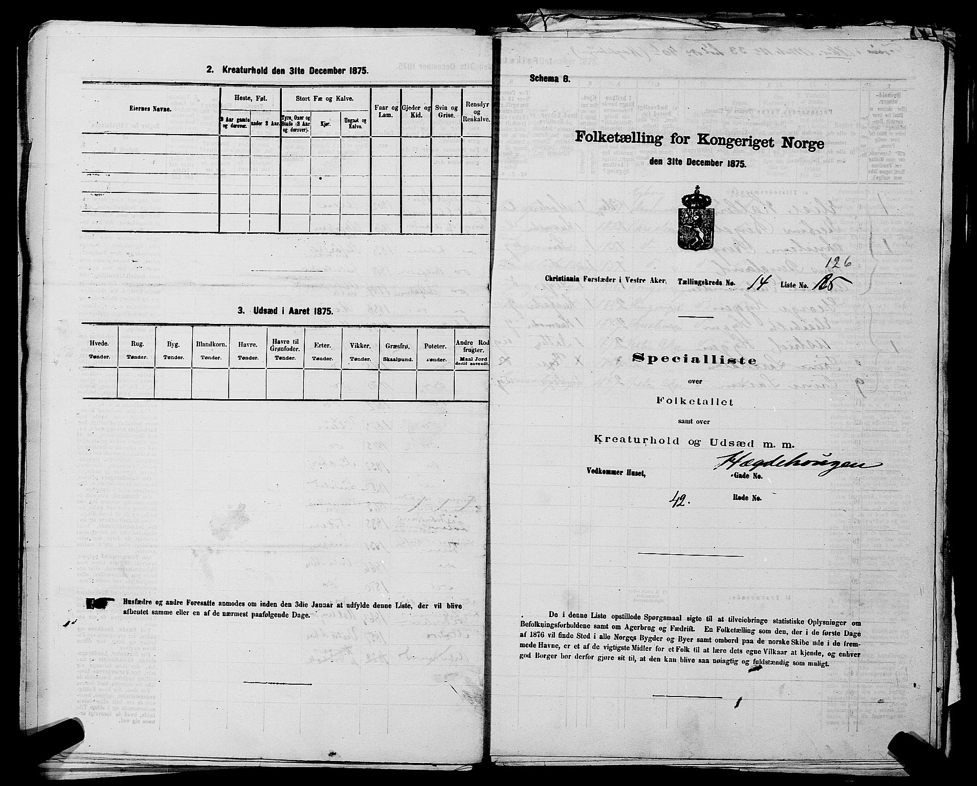 RA, 1875 census for 0218aP Vestre Aker, 1875, p. 2551