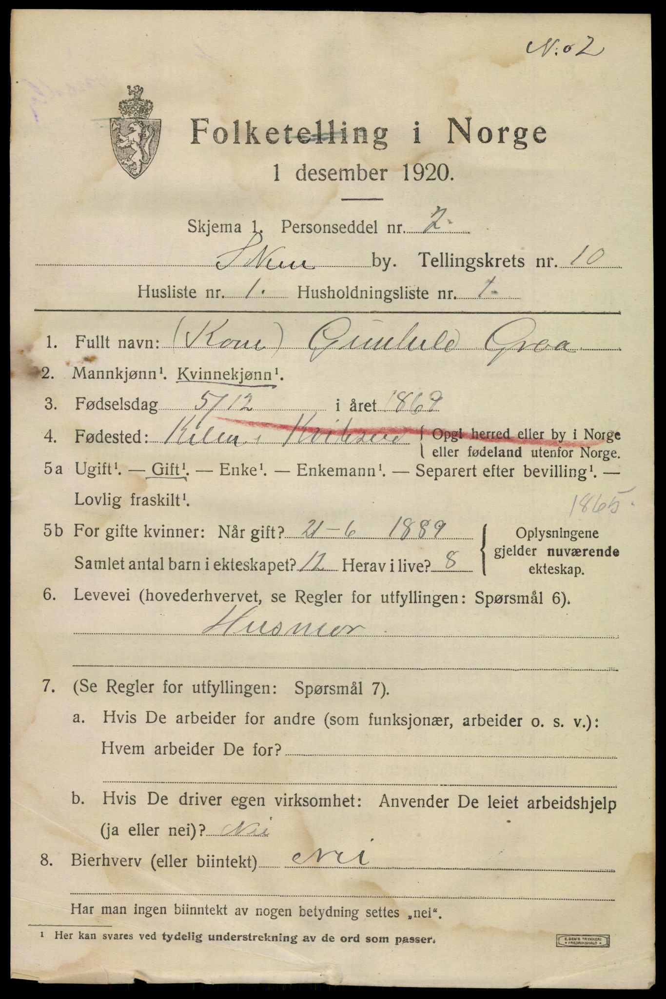 SAKO, 1920 census for Skien, 1920, p. 32174