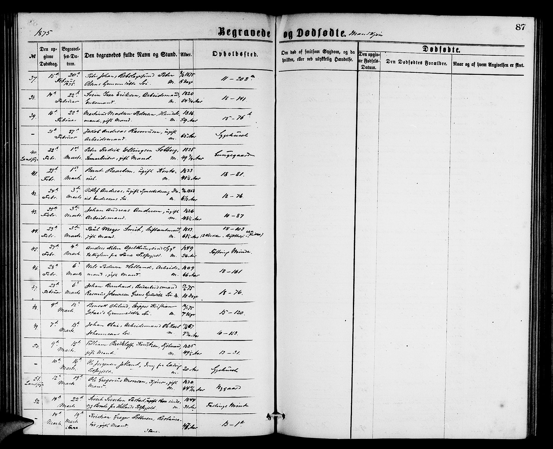 Domkirken sokneprestembete, AV/SAB-A-74801/H/Hab/L0040: Parish register (copy) no. E 4, 1868-1877, p. 87