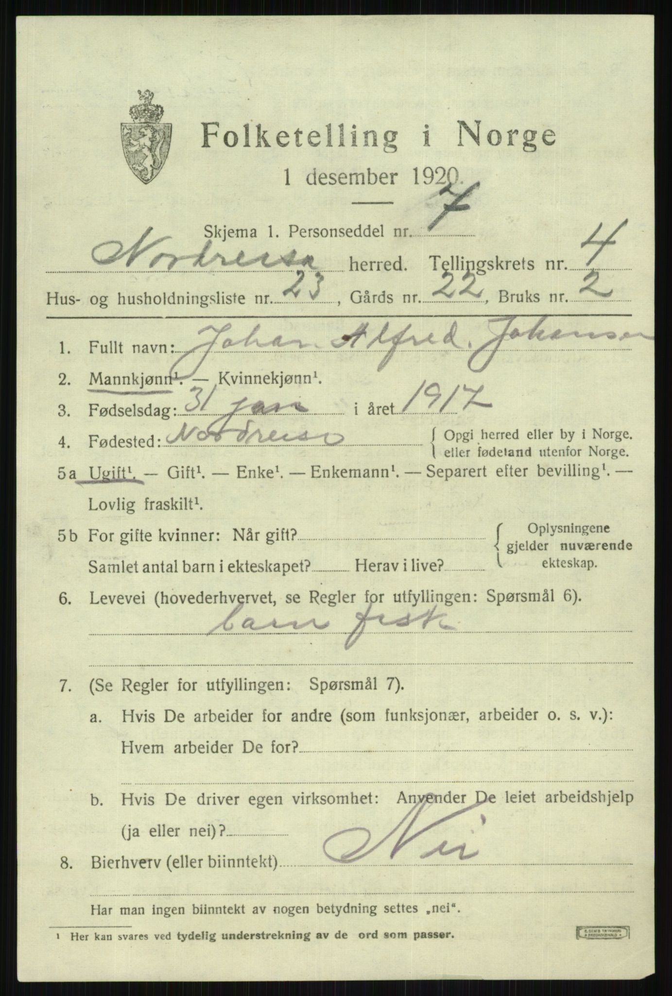SATØ, 1920 census for Nordreisa, 1920, p. 2159