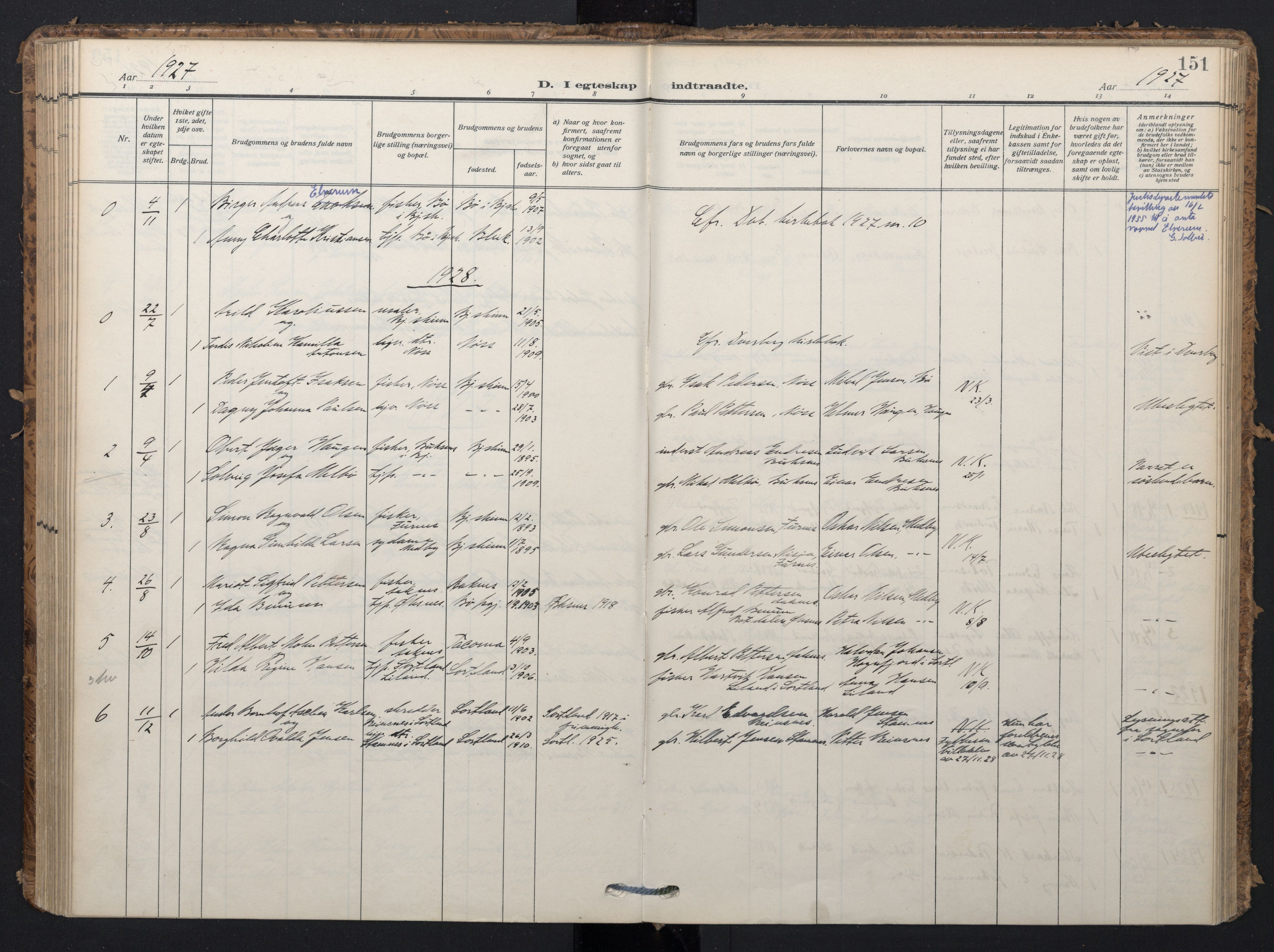 Ministerialprotokoller, klokkerbøker og fødselsregistre - Nordland, SAT/A-1459/898/L1423: Parish register (official) no. 898A03, 1909-1928, p. 151