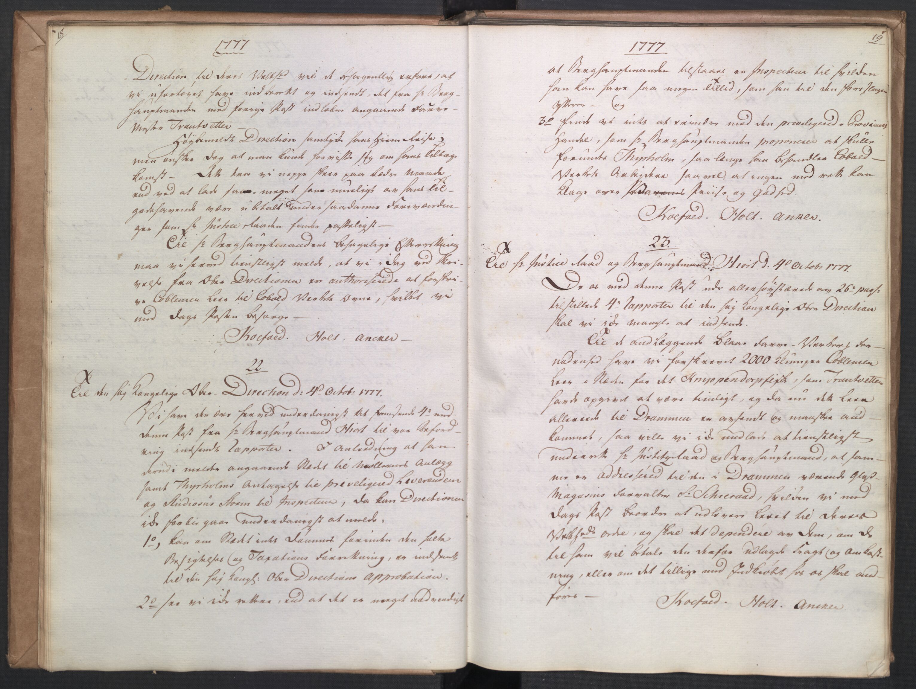 Rentekammeret, Renteskriverkontorene, AV/RA-EA-3115/O/Om/Oma/L0001: Kopibok, 1776-1782, p. 18-19