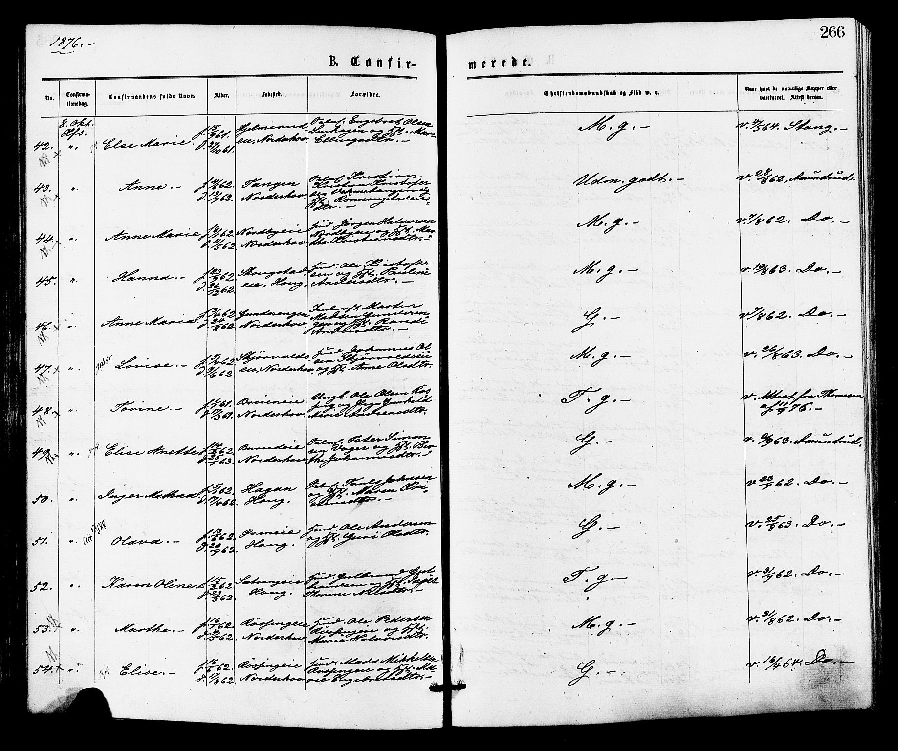 Norderhov kirkebøker, AV/SAKO-A-237/F/Fa/L0015: Parish register (official) no. 15, 1875-1884, p. 266