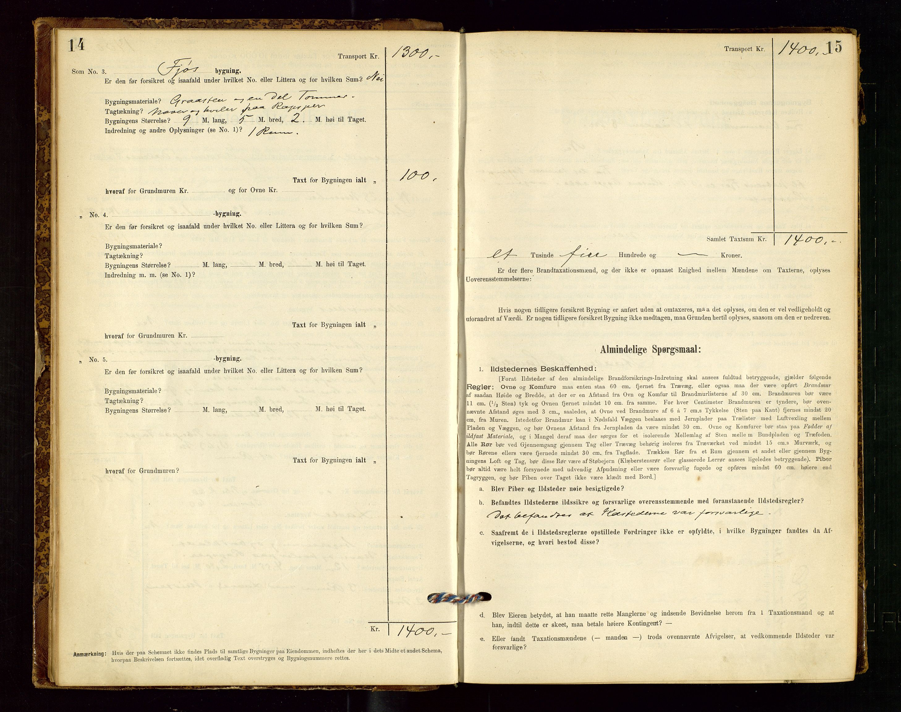 Lund lensmannskontor, AV/SAST-A-100303/Gob/L0001: "Brandtakstprotokol", 1894-1907, p. 14-15