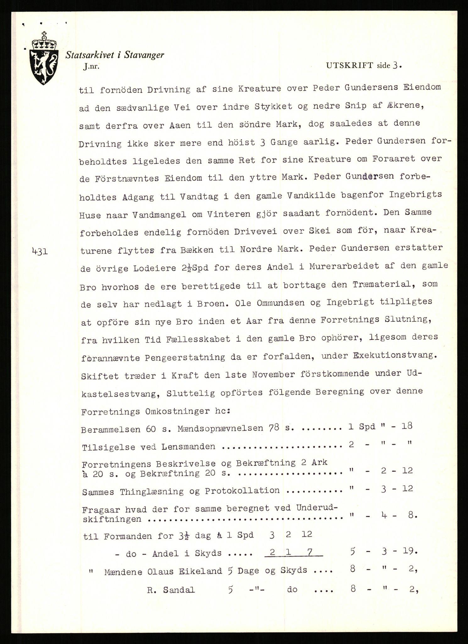 Statsarkivet i Stavanger, SAST/A-101971/03/Y/Yj/L0098: Avskrifter sortert etter gårdsnavn: Øigrei - Østeinstad, 1750-1930, p. 579