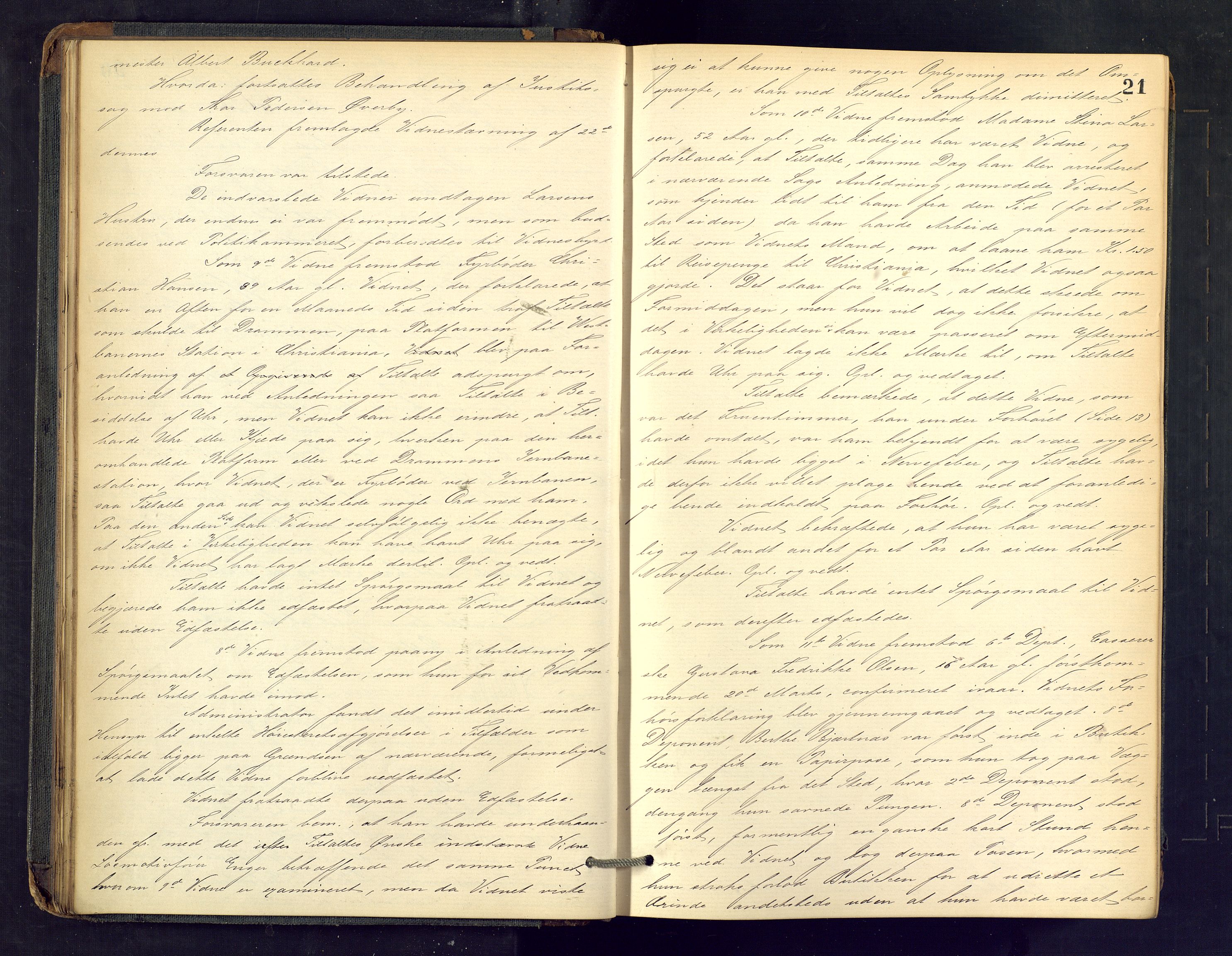Drammen byfogd, AV/SAKO-A-222/F/Fe/L0023: Ekstrarettsprotokoll, 1885-1891, p. 21