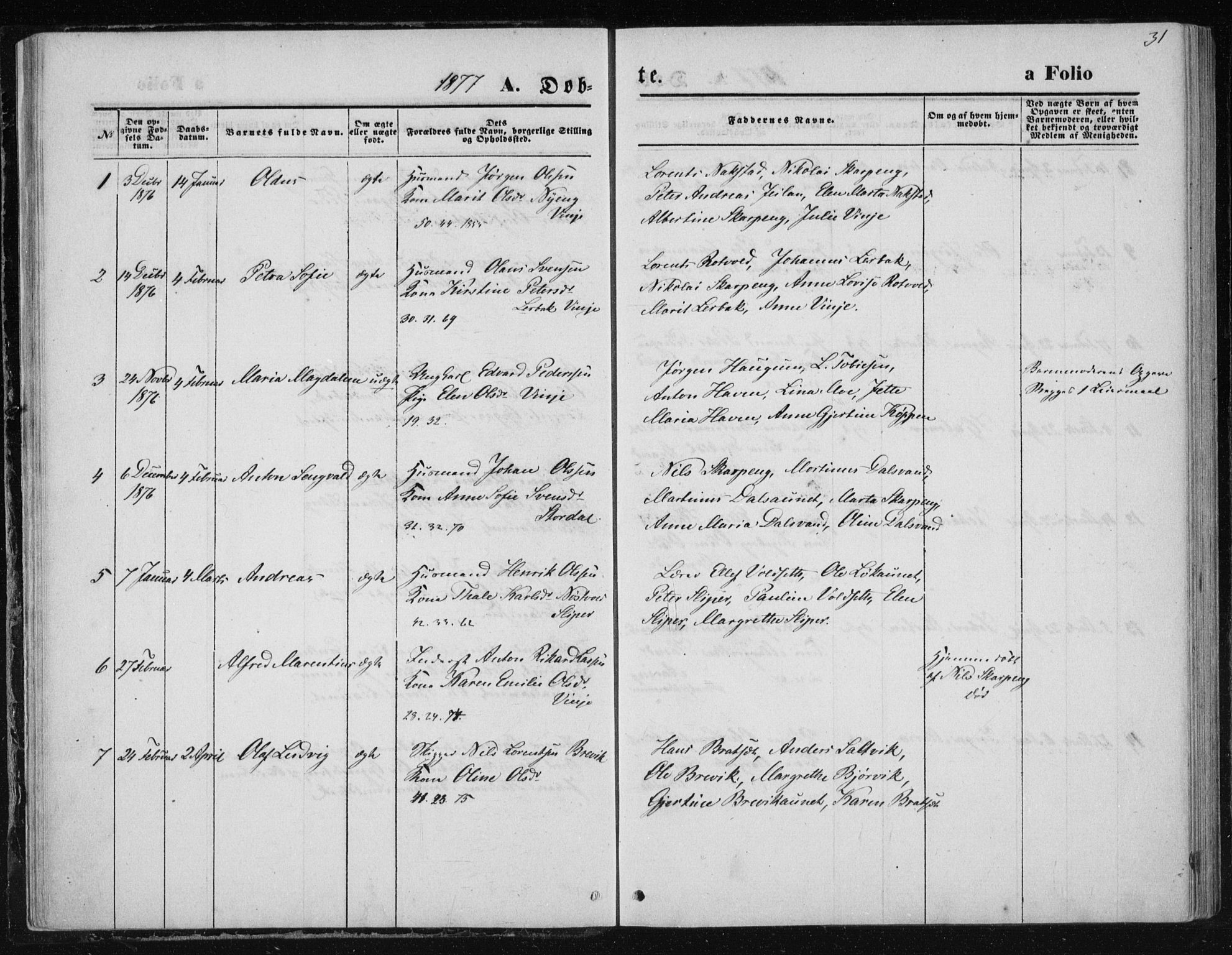 Ministerialprotokoller, klokkerbøker og fødselsregistre - Nord-Trøndelag, AV/SAT-A-1458/733/L0324: Parish register (official) no. 733A03, 1870-1883, p. 31