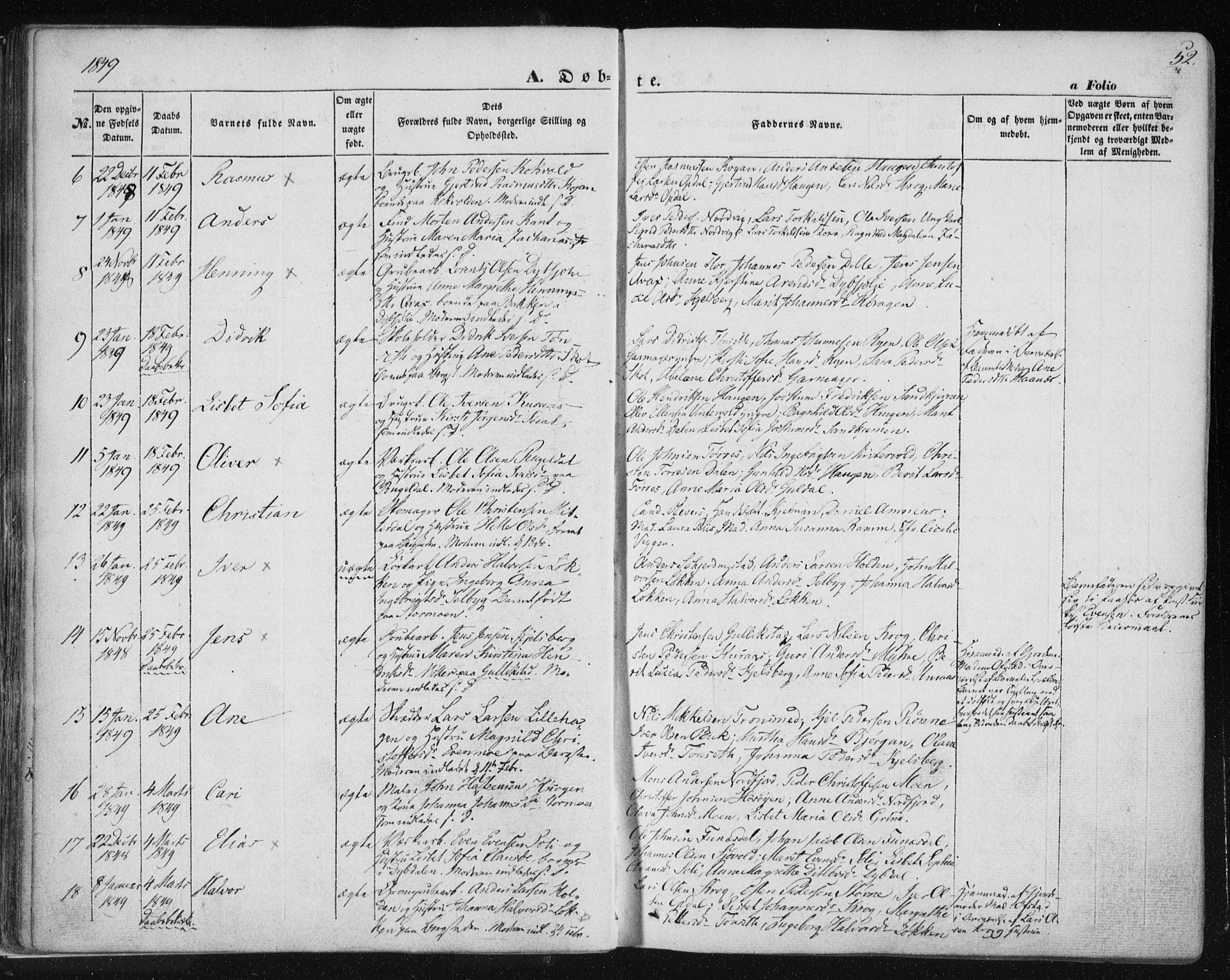 Ministerialprotokoller, klokkerbøker og fødselsregistre - Sør-Trøndelag, SAT/A-1456/681/L0931: Parish register (official) no. 681A09, 1845-1859, p. 52